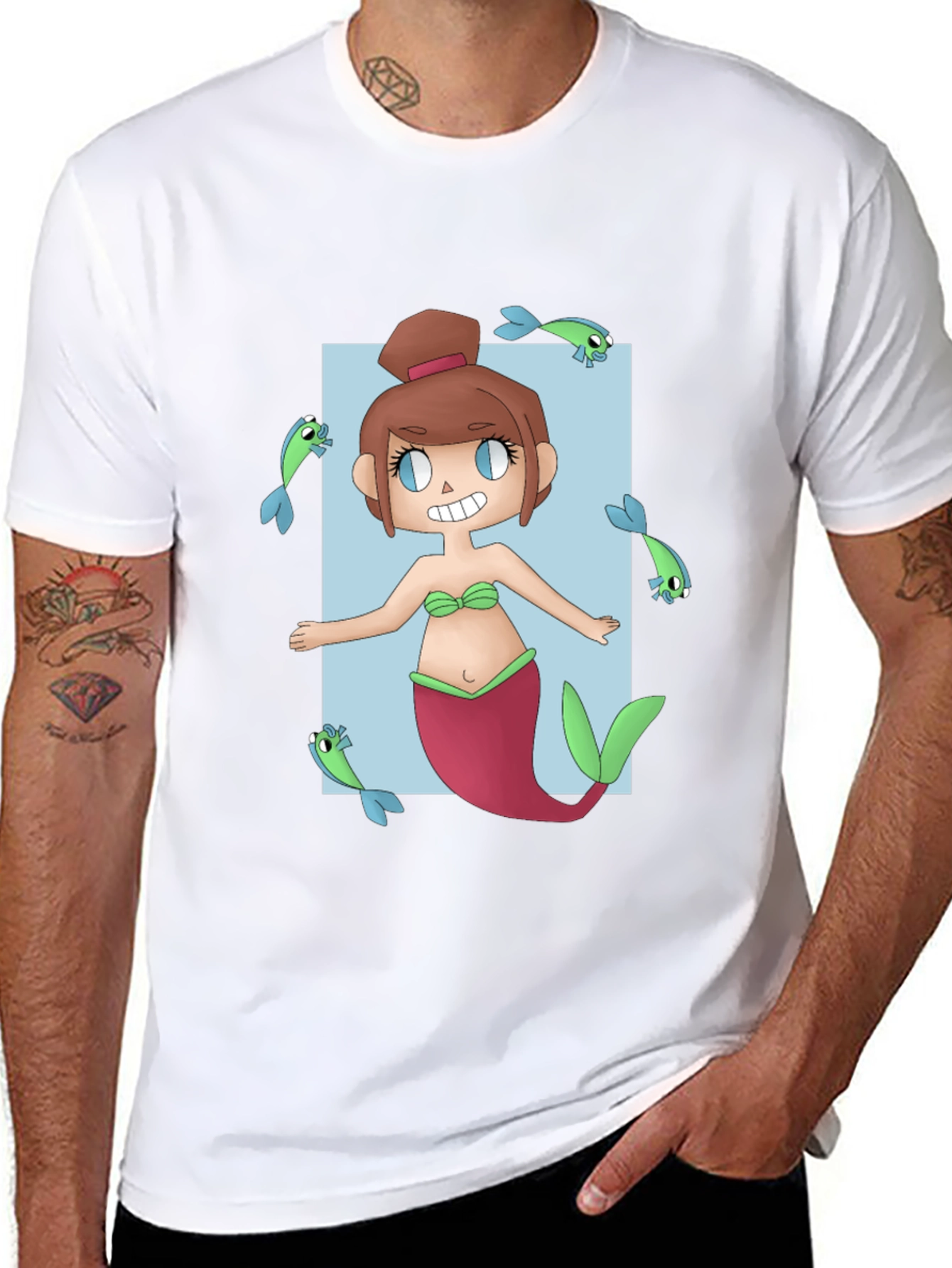 Mermaid Graphic Tee - Unique Cartoon Design
