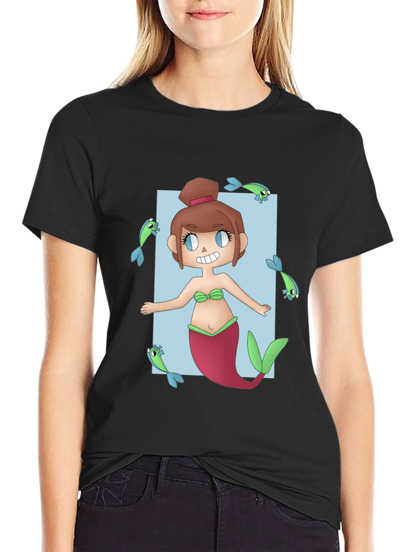 Mermaid Graphic Tee - Unique Cartoon Design