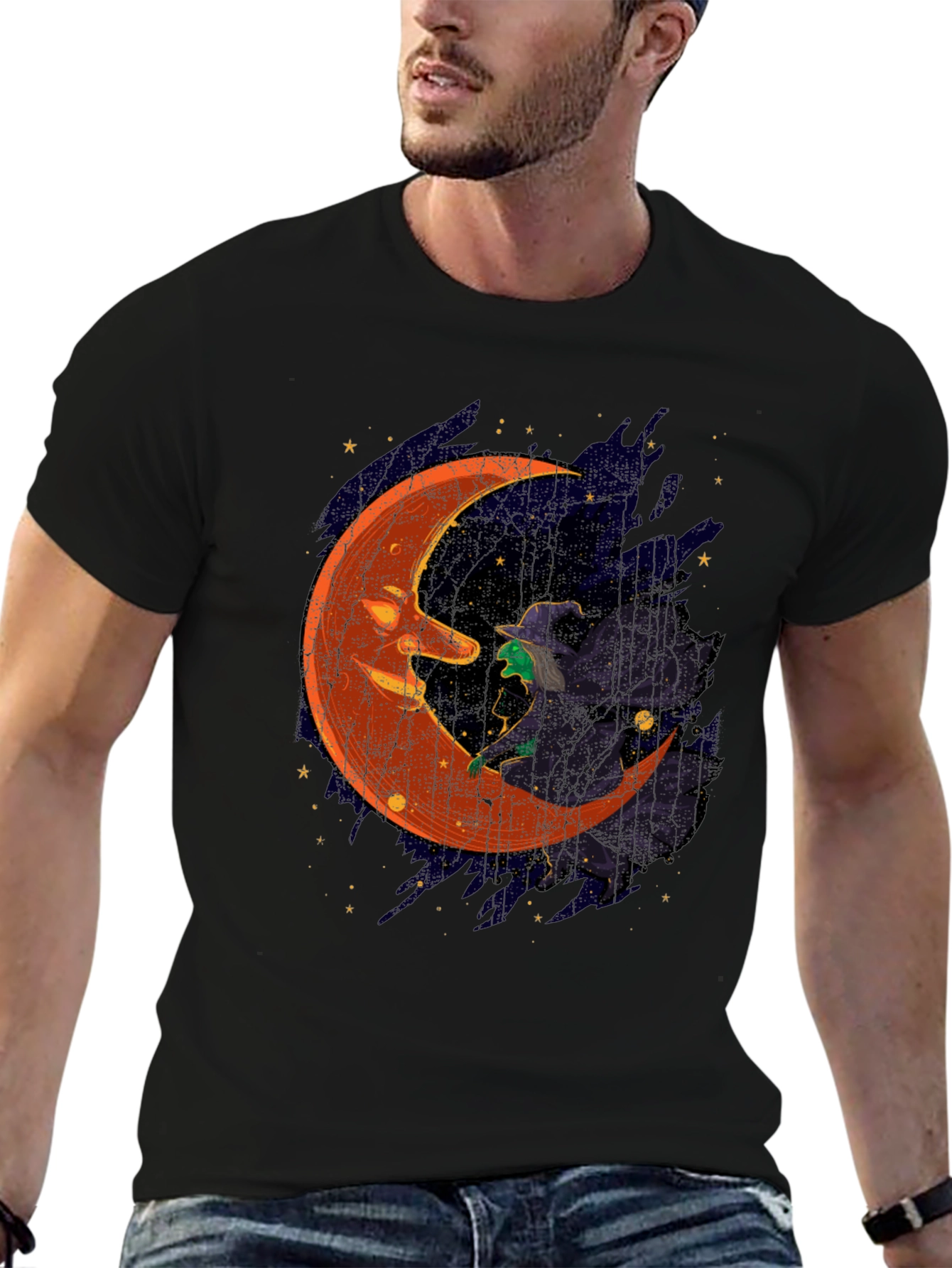 Halloween Witch Moon Graphic T-Shirt