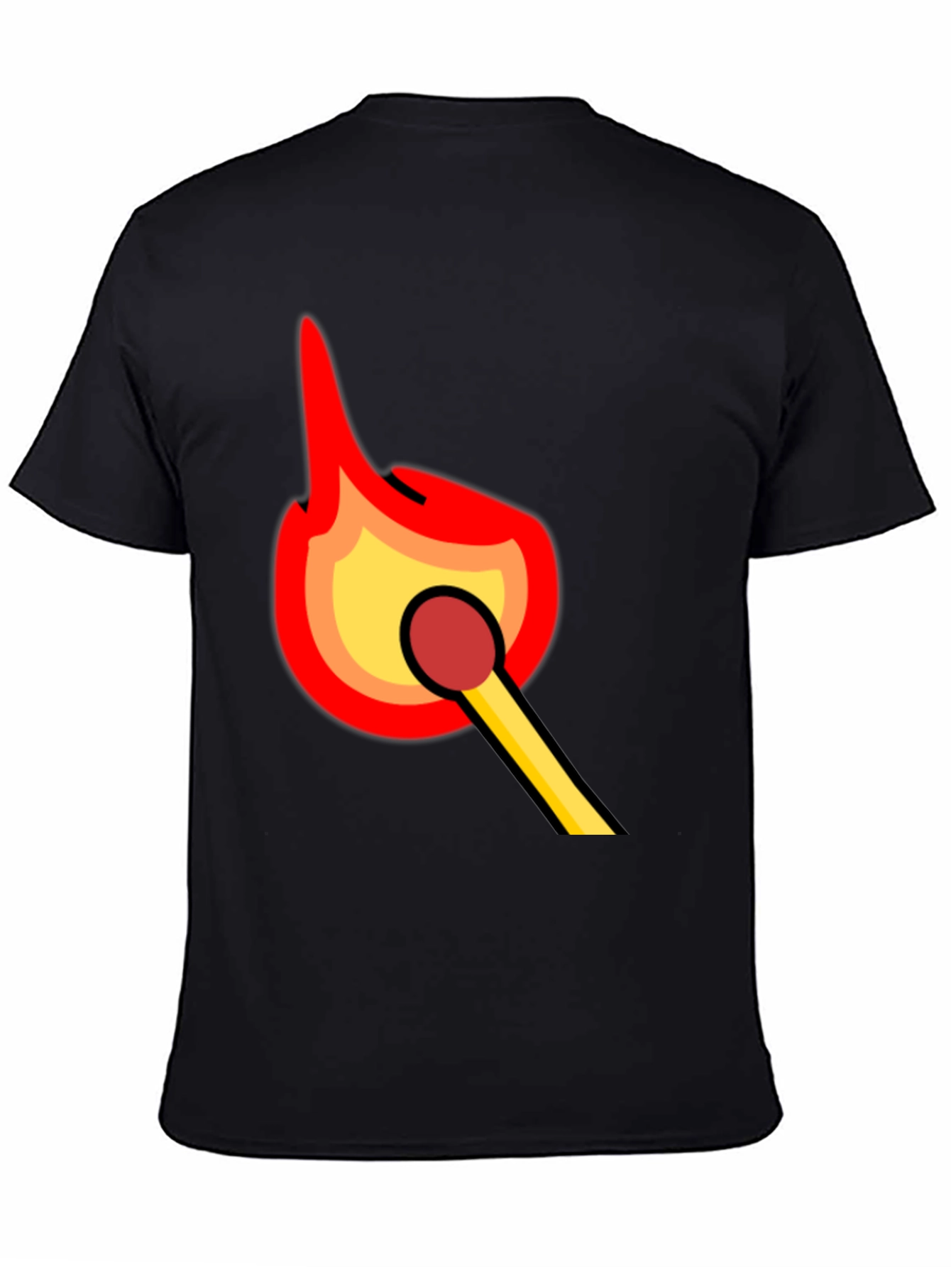 Burning Match Graphic Tee - Bold Black Cotton T-Shirt