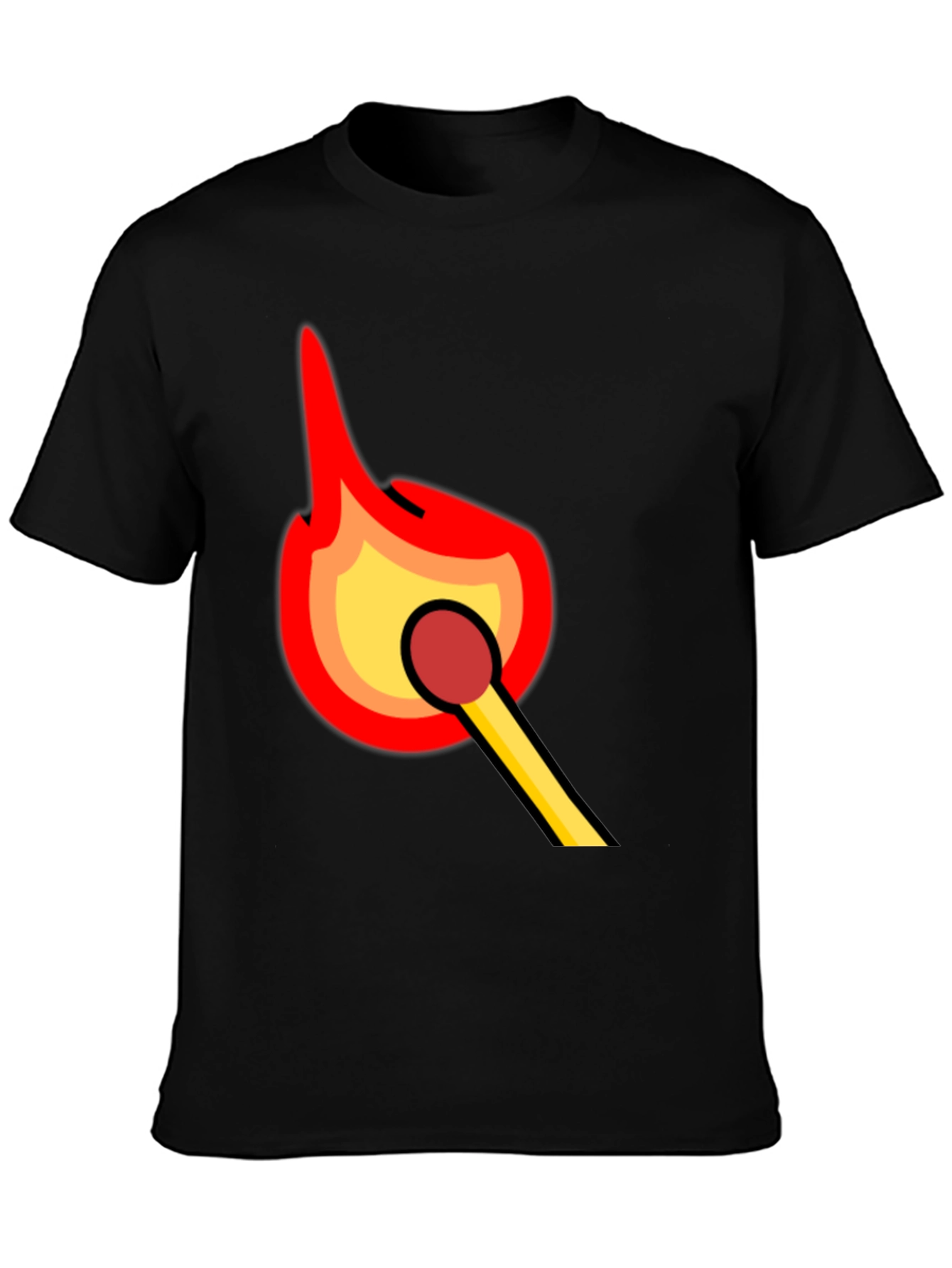 Burning Match Graphic Tee - Bold Black Cotton T-Shirt