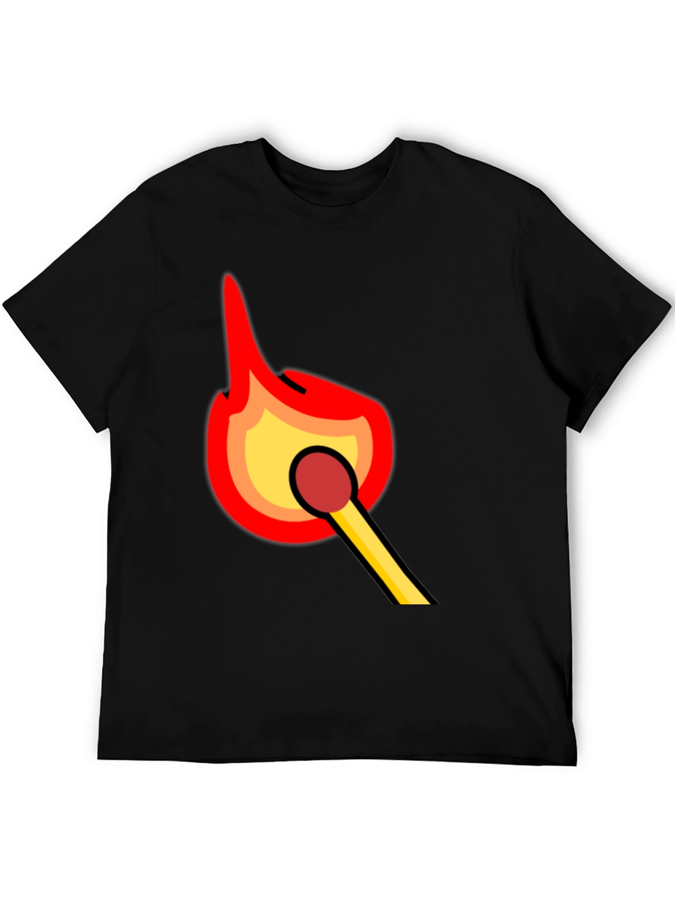 Burning Match Graphic Tee - Bold Black Cotton T-Shirt