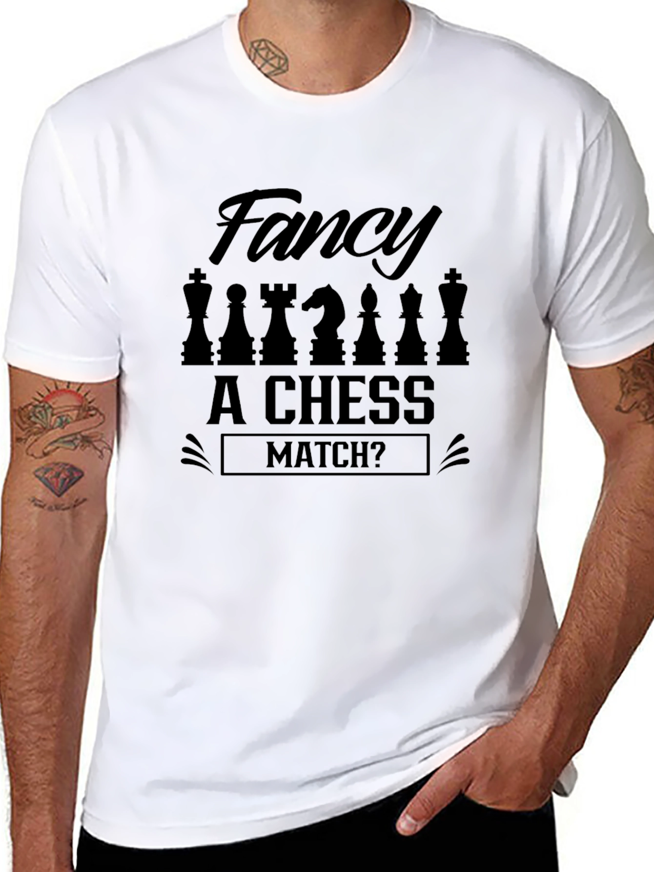 Fancy A Chess Match? Mens Black Graphic Tee