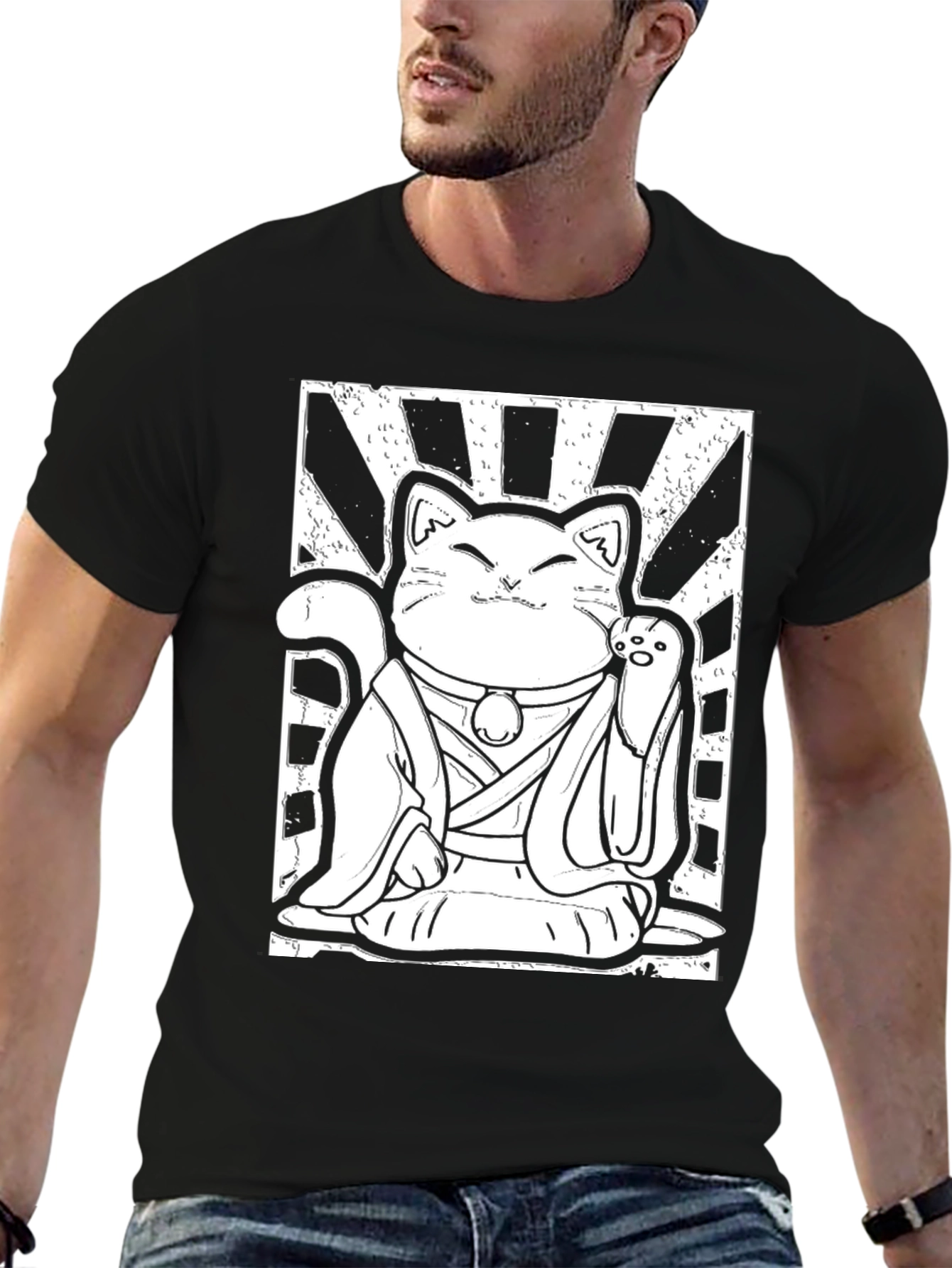 Lucky Cat Graphic Tee - Good Fortune Vibes