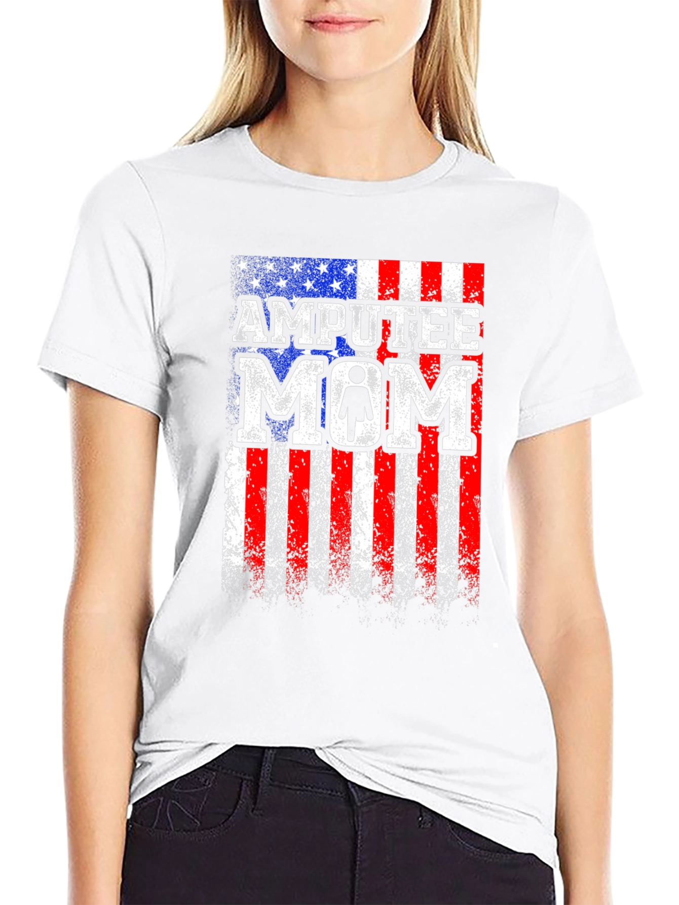Amputee Mom Patriotic USA Flag T-Shirt