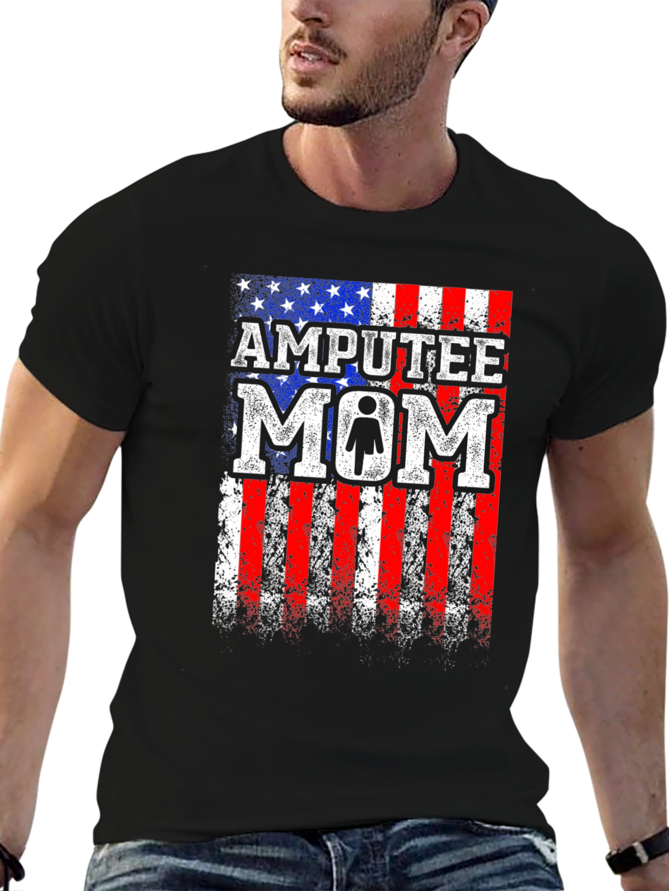 Amputee Mom Patriotic USA Flag T-Shirt