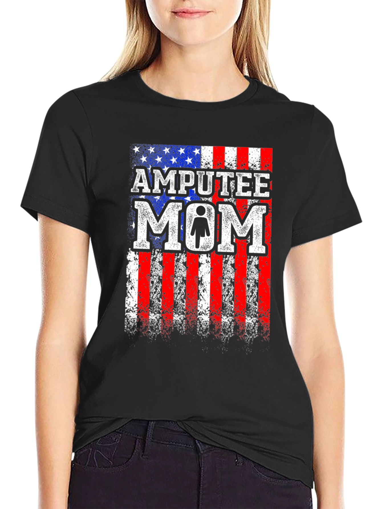 Amputee Mom Patriotic USA Flag T-Shirt