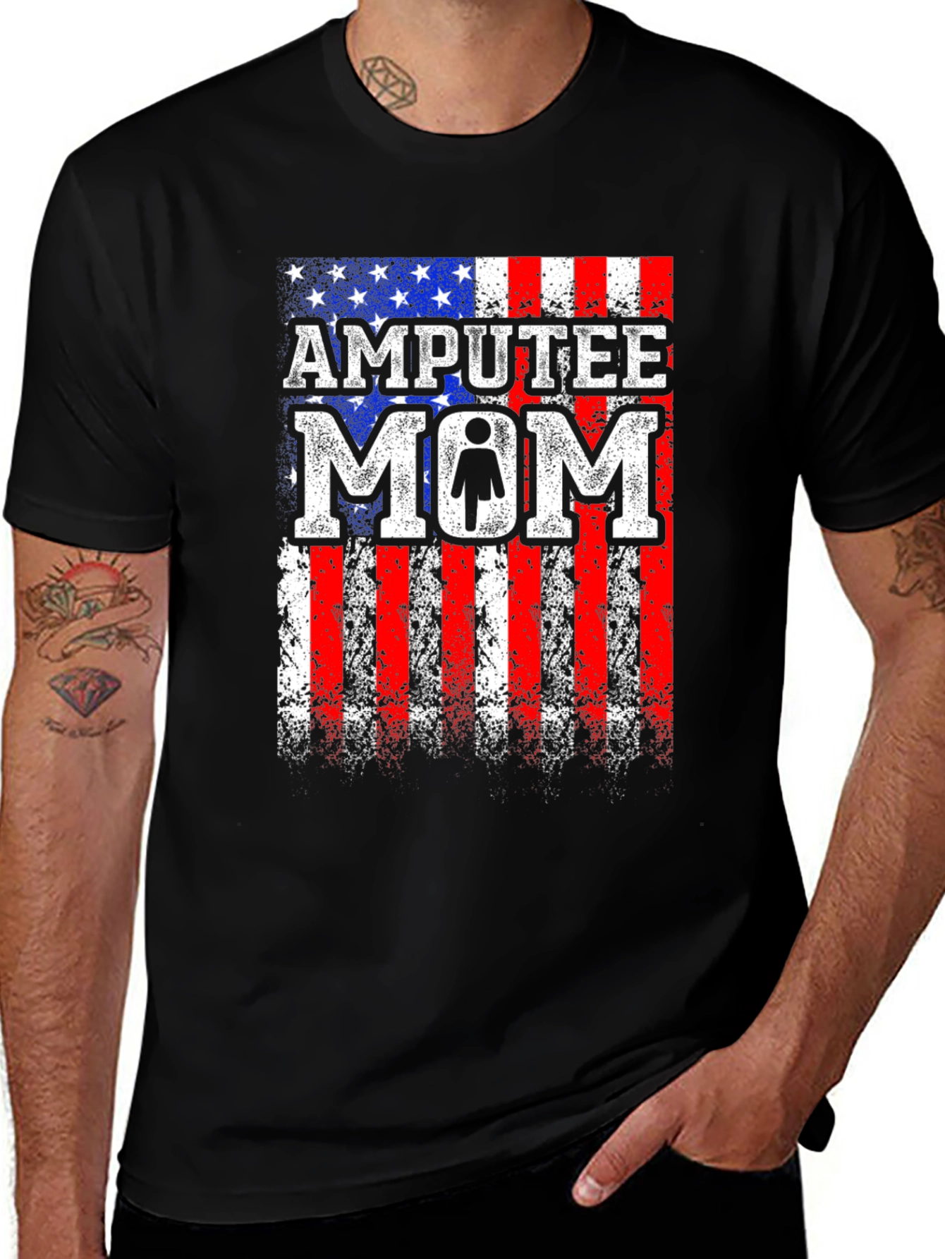 Amputee Mom Patriotic USA Flag T-Shirt