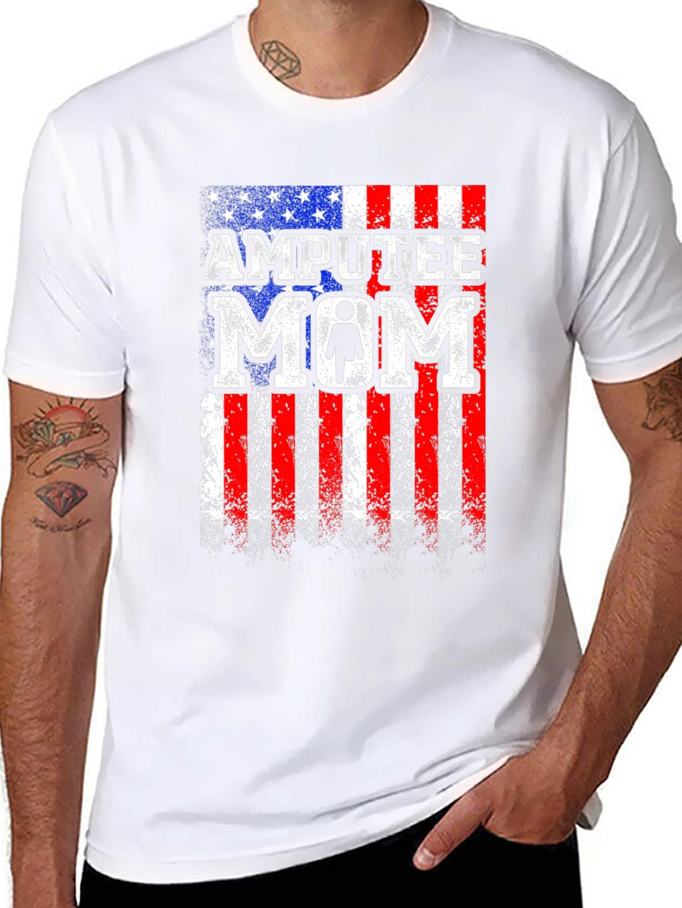 Amputee Mom Patriotic USA Flag T-Shirt