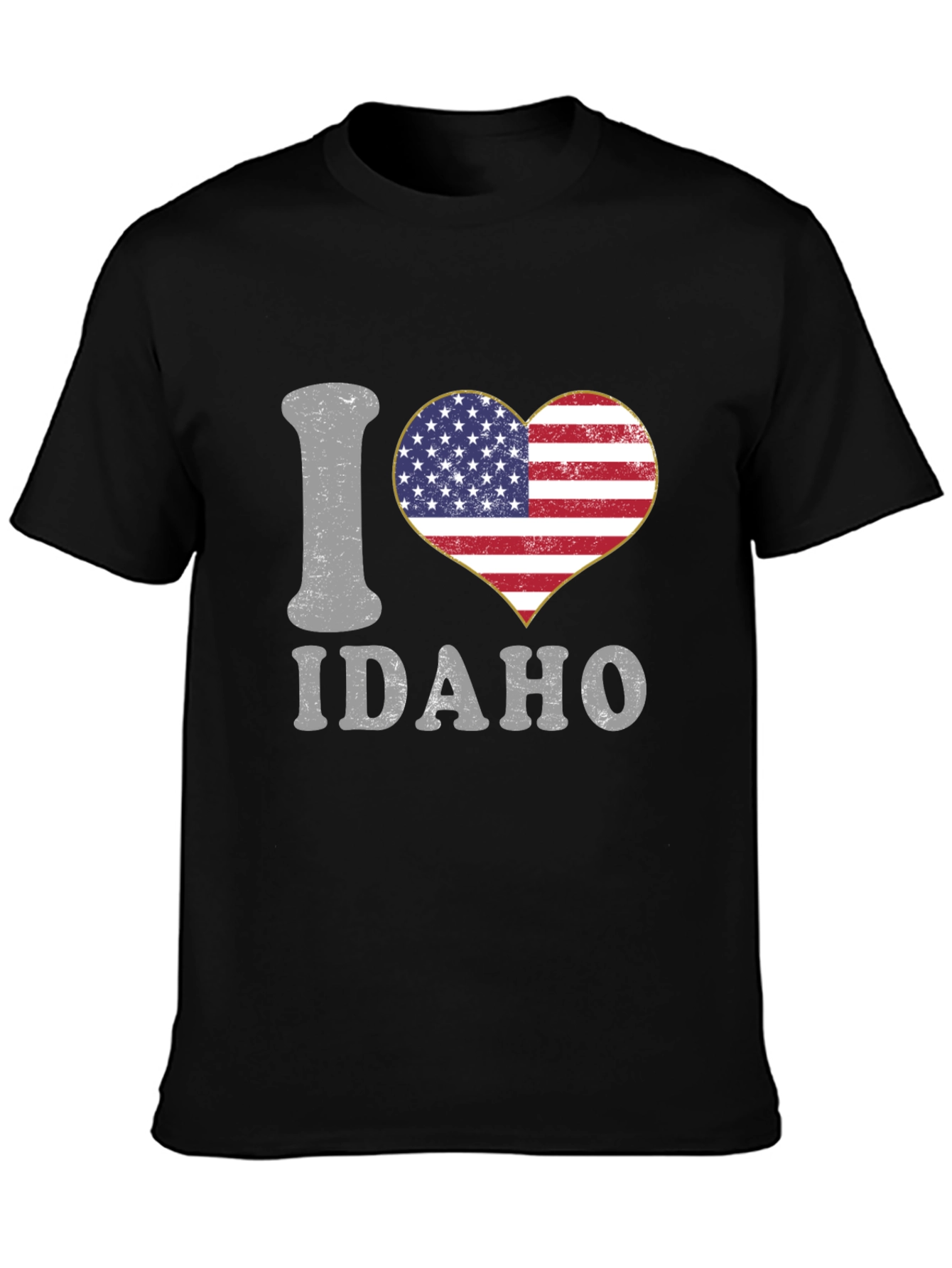 I Heart Idaho Patriotic USA Flag Graphic T-Shirt