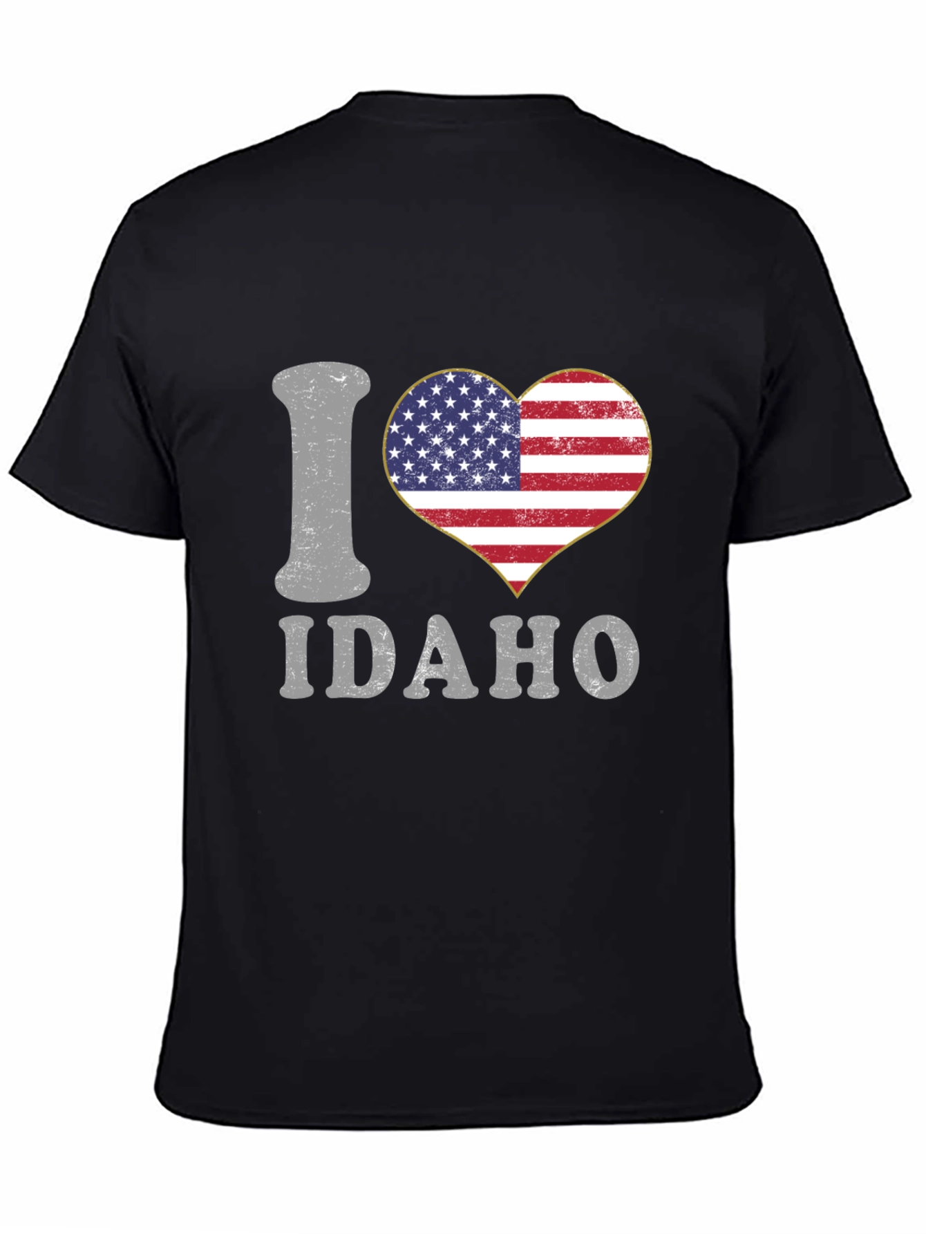 I Heart Idaho Patriotic USA Flag Graphic T-Shirt