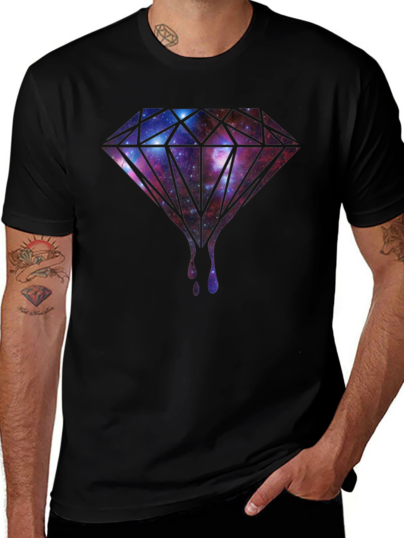 Galaxy Diamond Drip Graphic Tee - Black