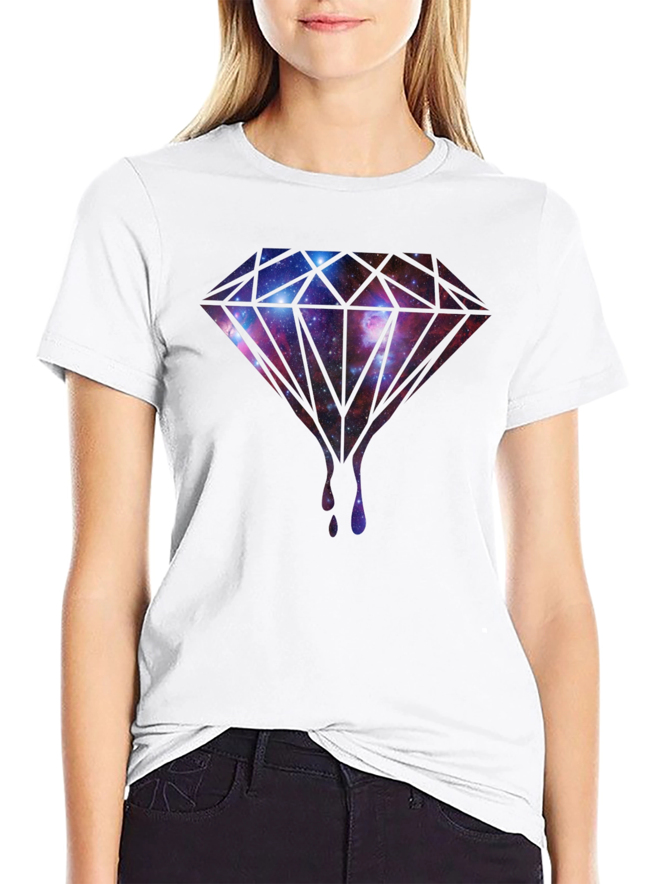 Galaxy Diamond Drip Graphic Tee - Black