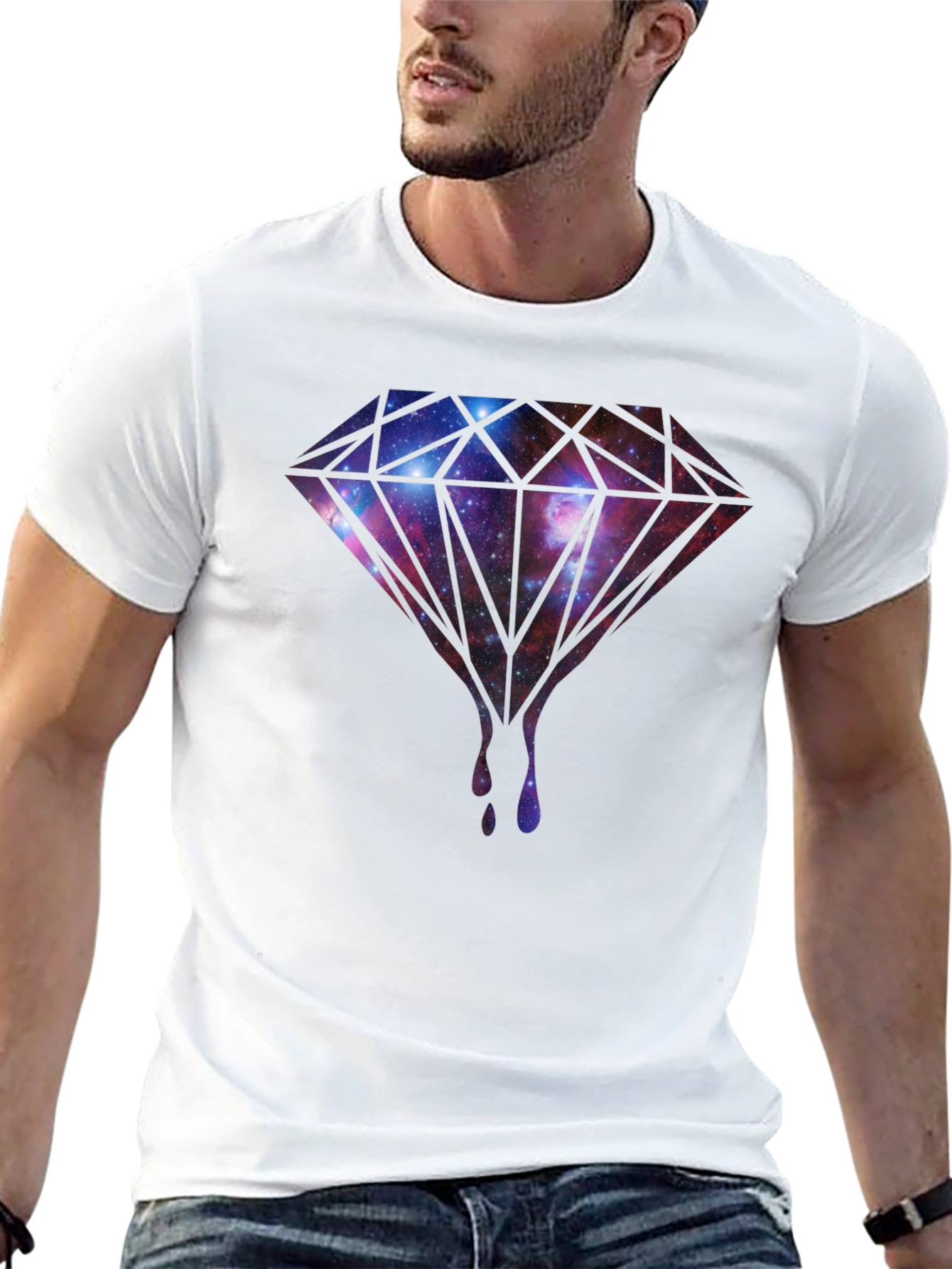 Galaxy Diamond Drip Graphic Tee - Black