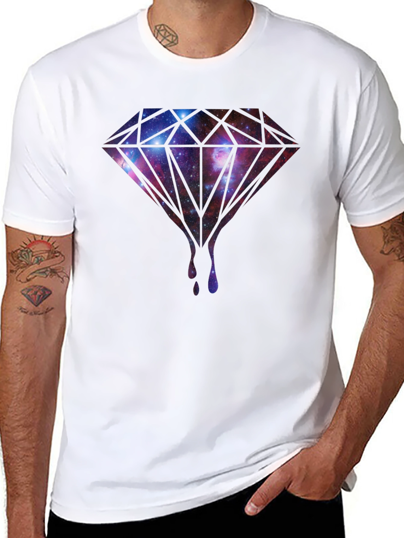 Galaxy Diamond Drip Graphic Tee - Black