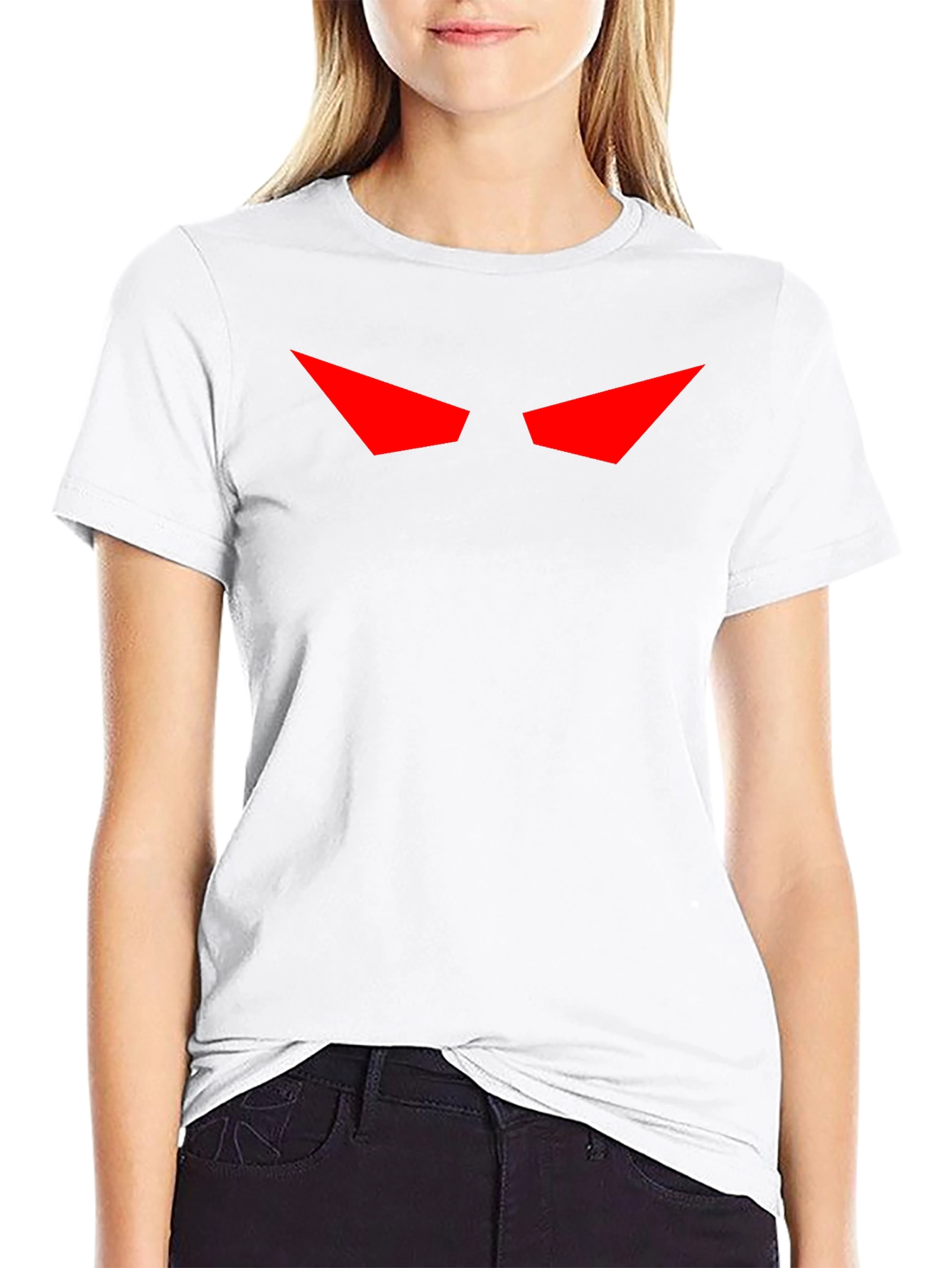 Mens Black T-Shirt with Red Eyes Graphic
