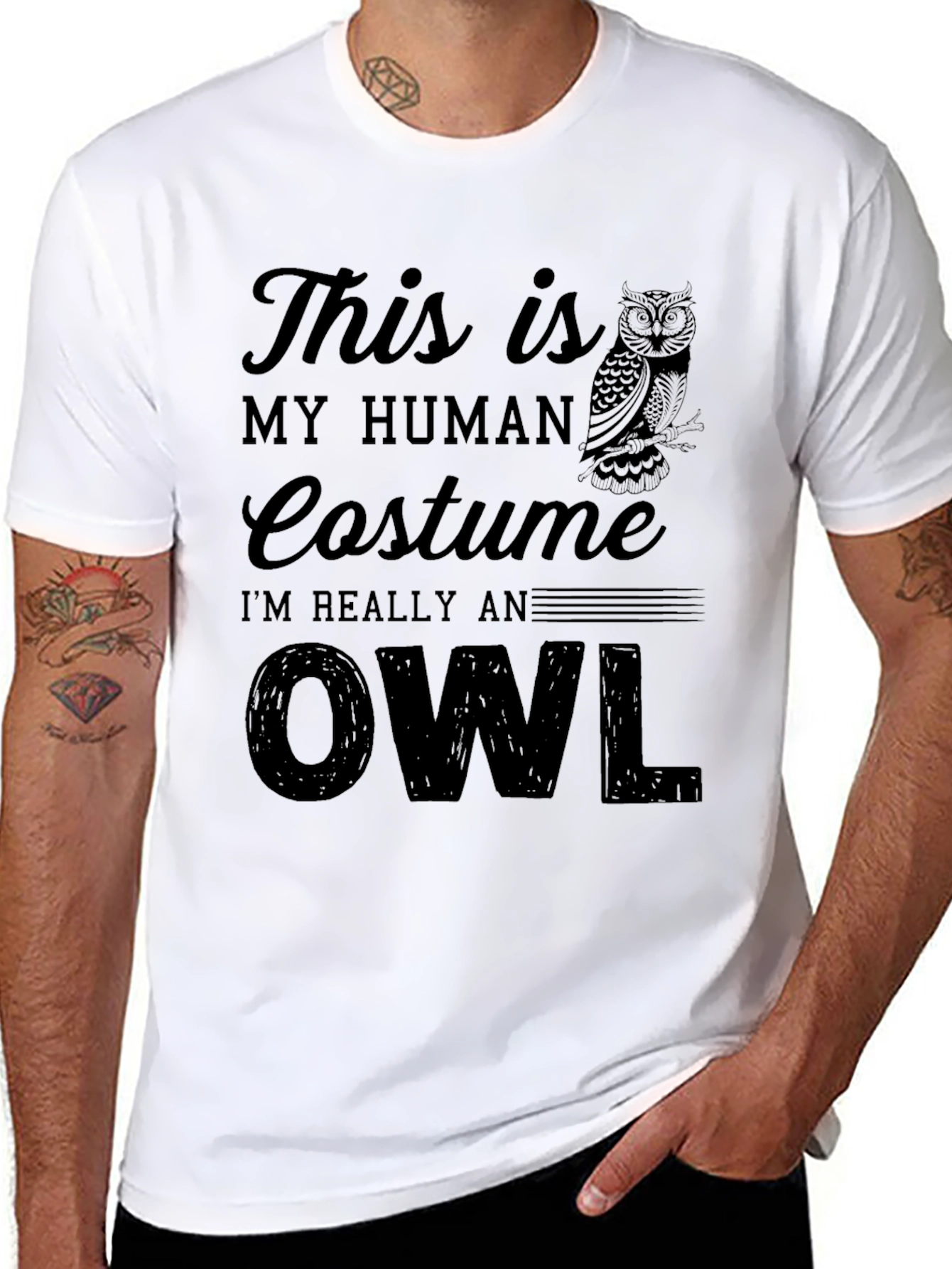 Human Costume Owl Graphic Novelty Tee