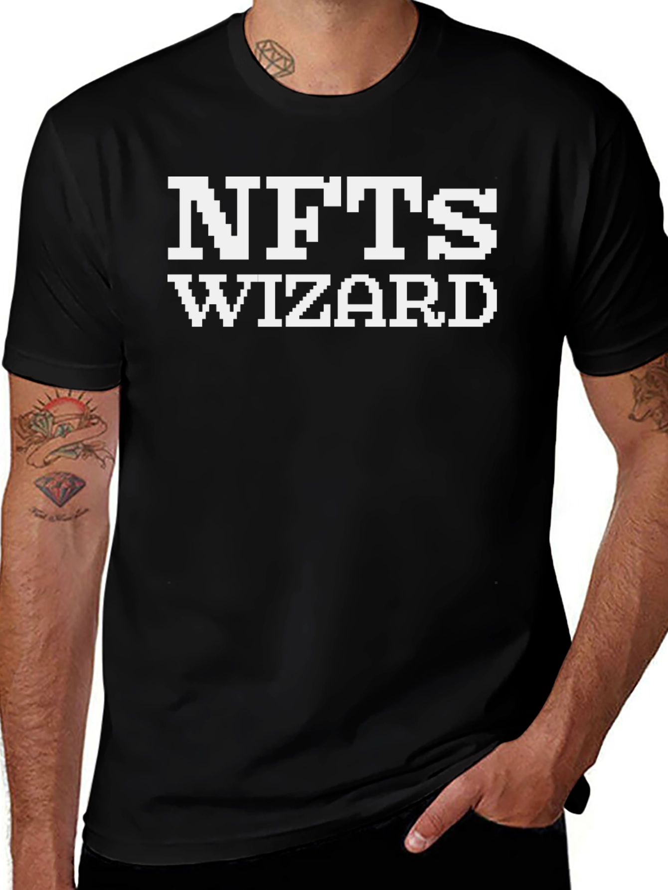 NFTs Wizard Black Graphic T-Shirt
