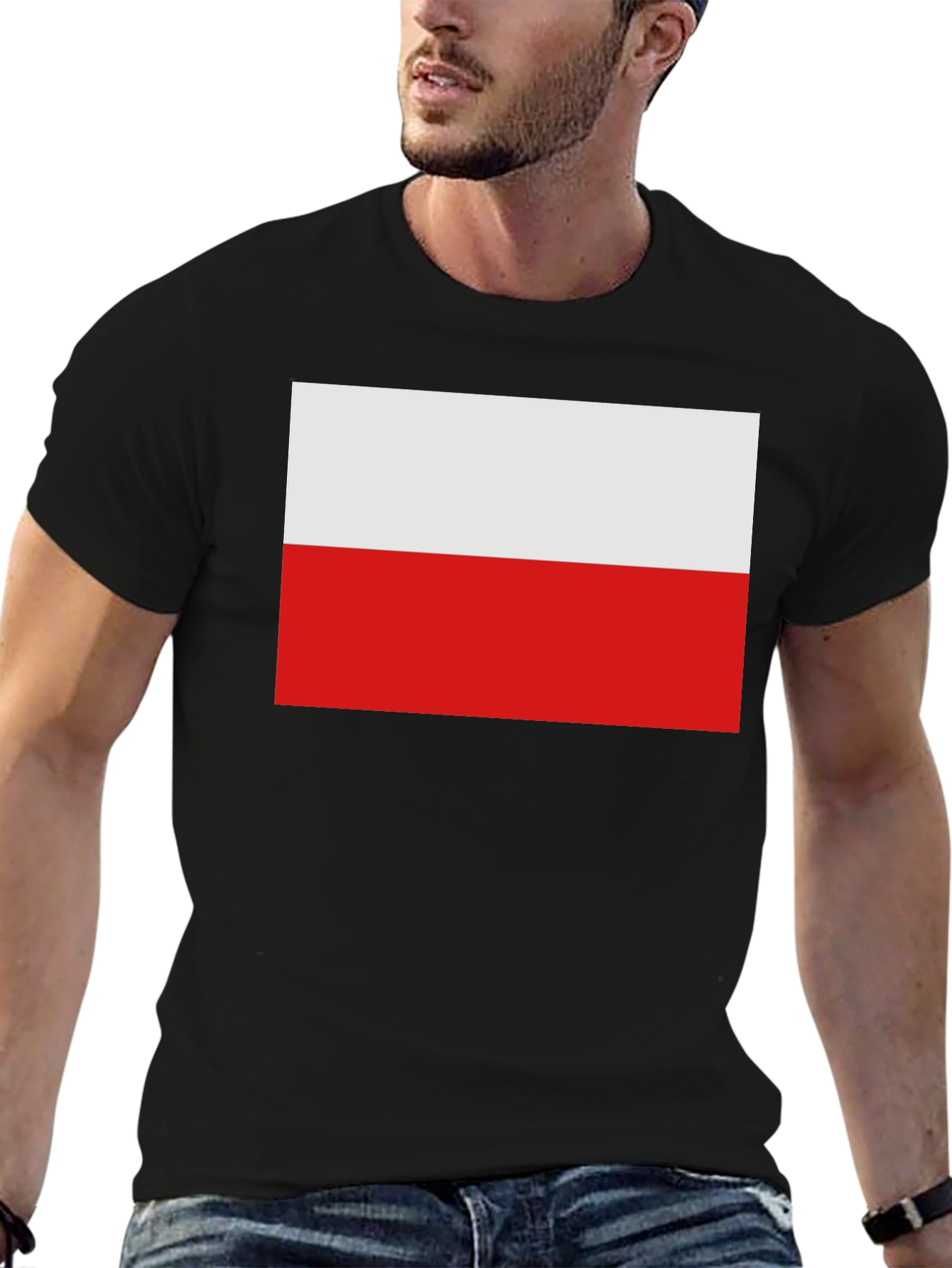 Poland Flag Graphic T-Shirt - Black Cotton Tee