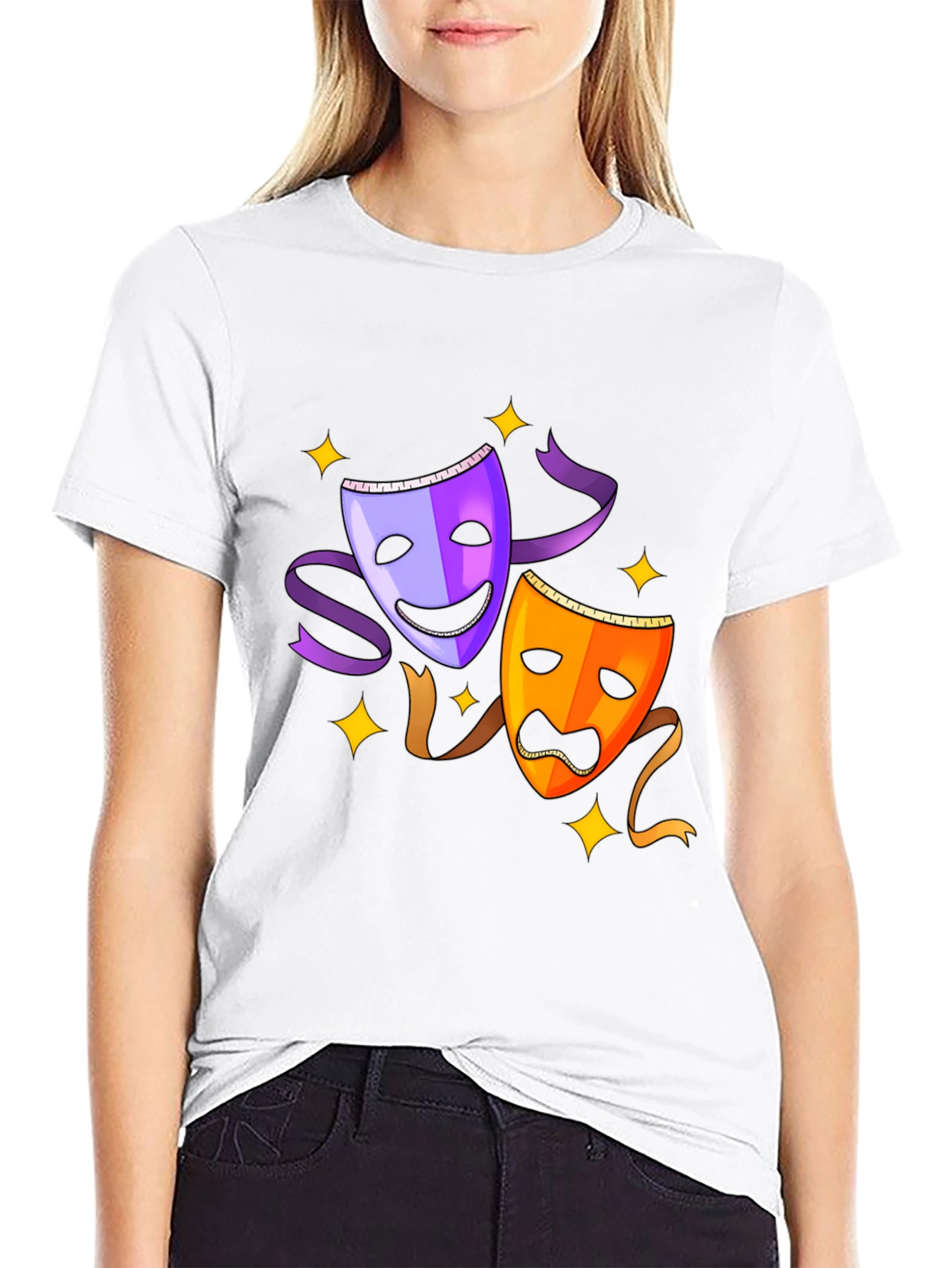 Comedy and Tragedy Masks Graphic Tee