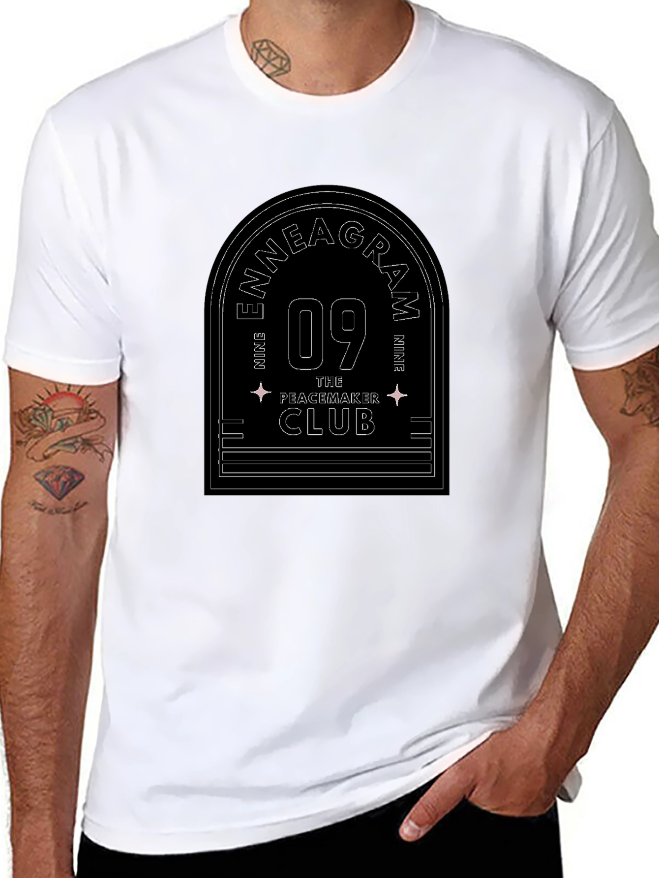 Enneagram 09 The Peacemaker Club Black T-Shirt