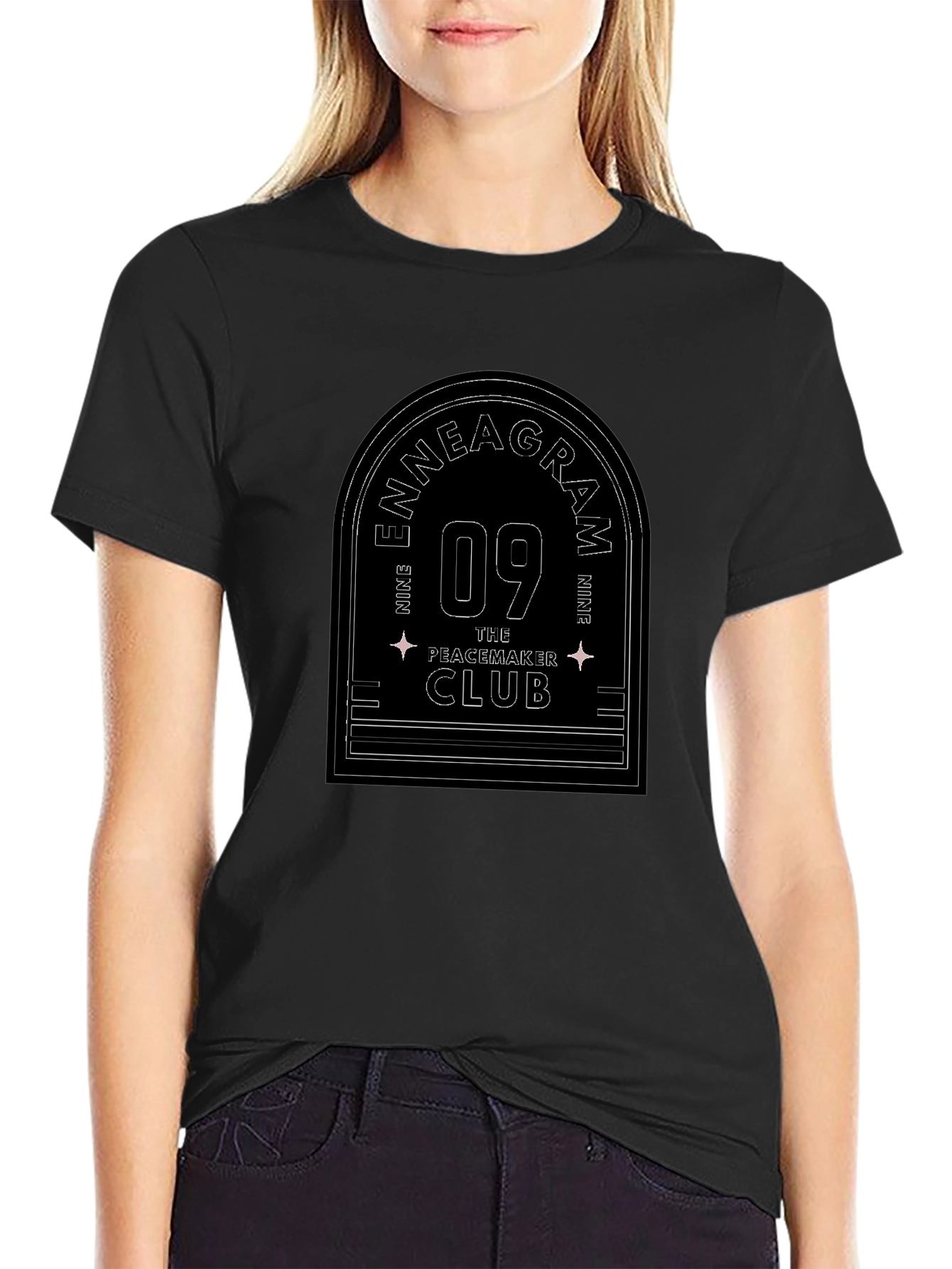 Enneagram 09 The Peacemaker Club Black T-Shirt