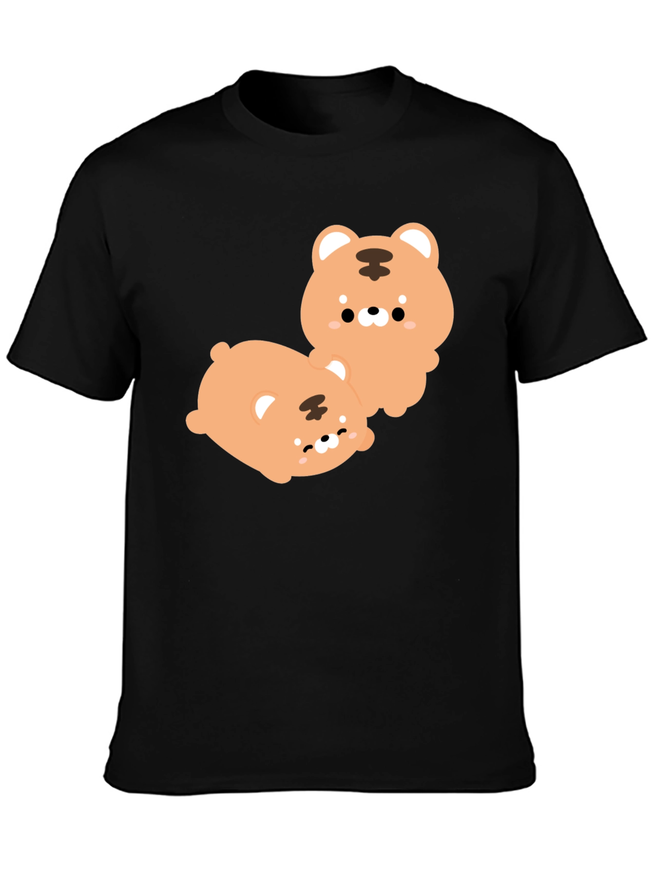 Cute Tiger Cub Graphic Print Black T-Shirt