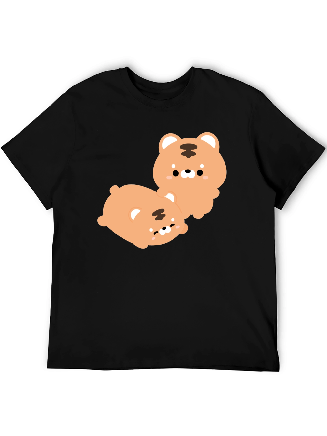 Cute Tiger Cub Graphic Print Black T-Shirt