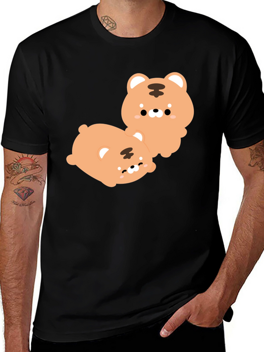 Cute Tiger Cub Graphic Print Black T-Shirt