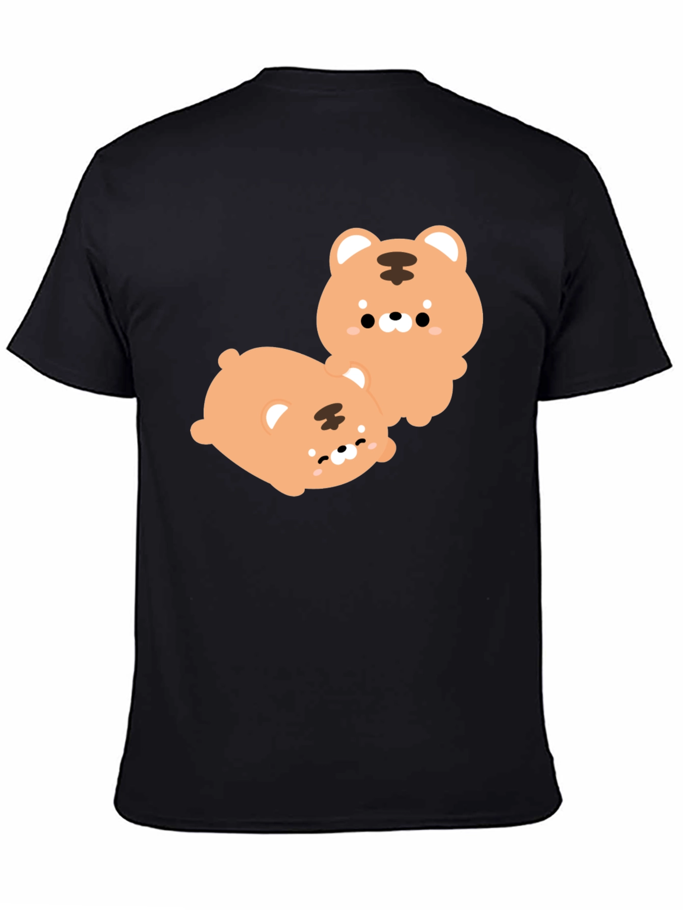 Cute Tiger Cub Graphic Print Black T-Shirt