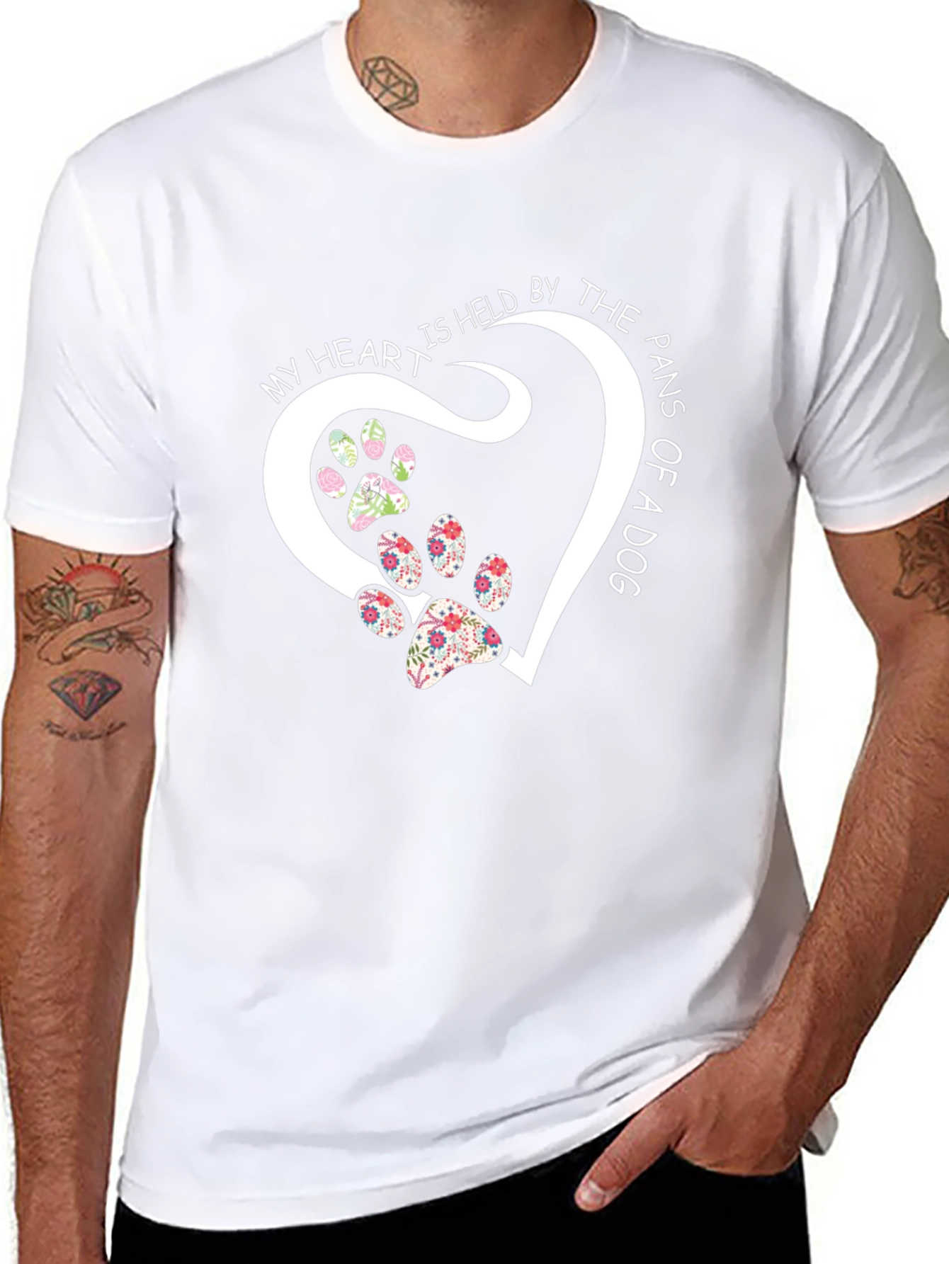 Dog Paw Print Heart T-Shirt