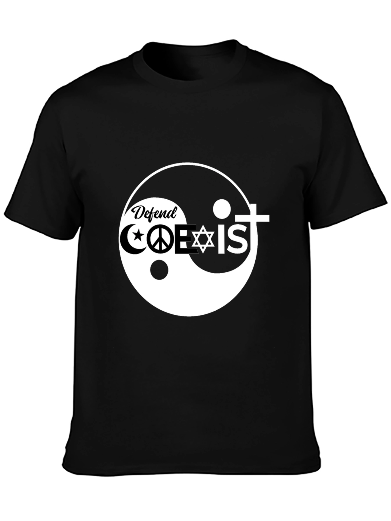 Defend Coexist Black T-Shirt - Religious Tolerance