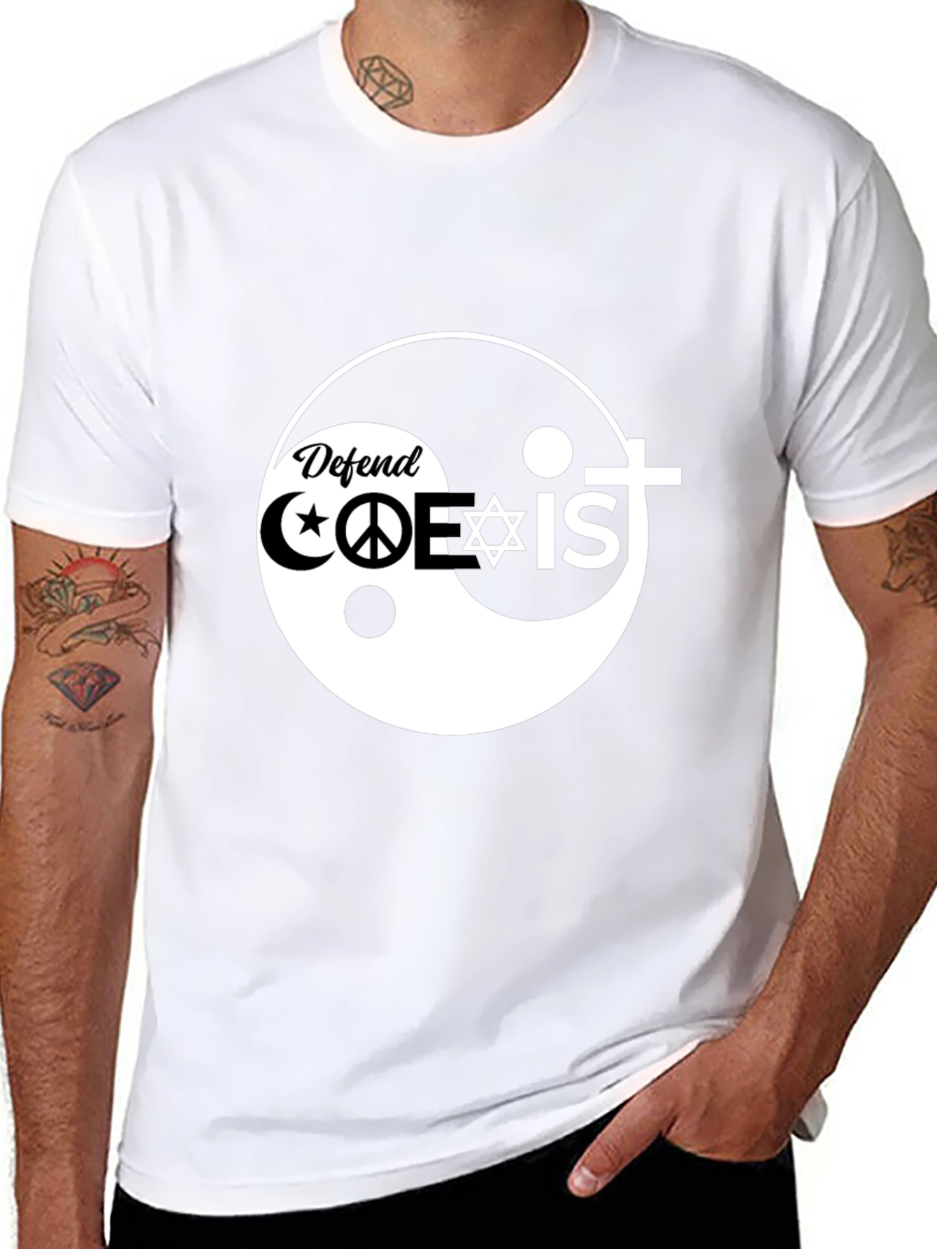 Defend Coexist Black T-Shirt - Religious Tolerance