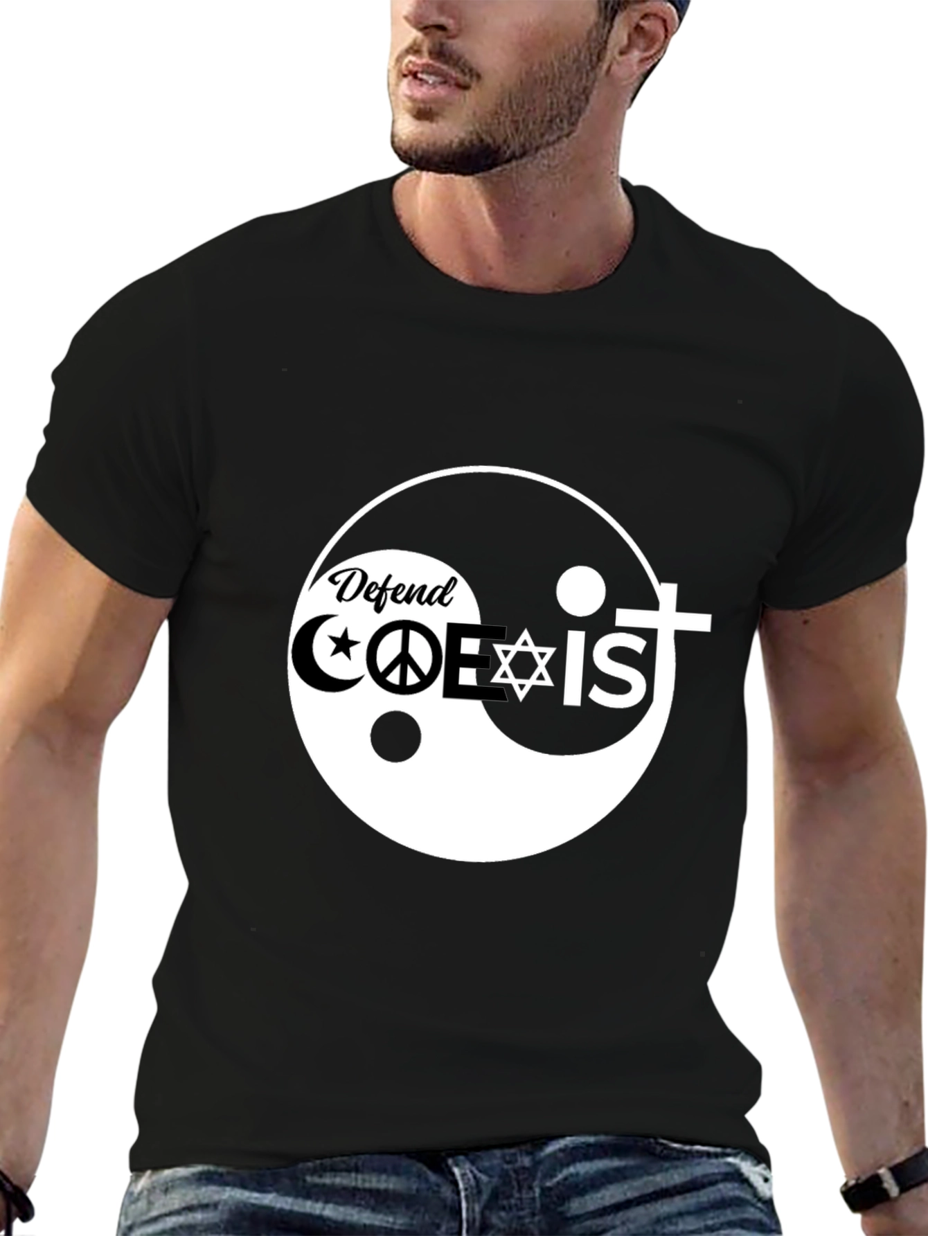 Defend Coexist Black T-Shirt - Religious Tolerance