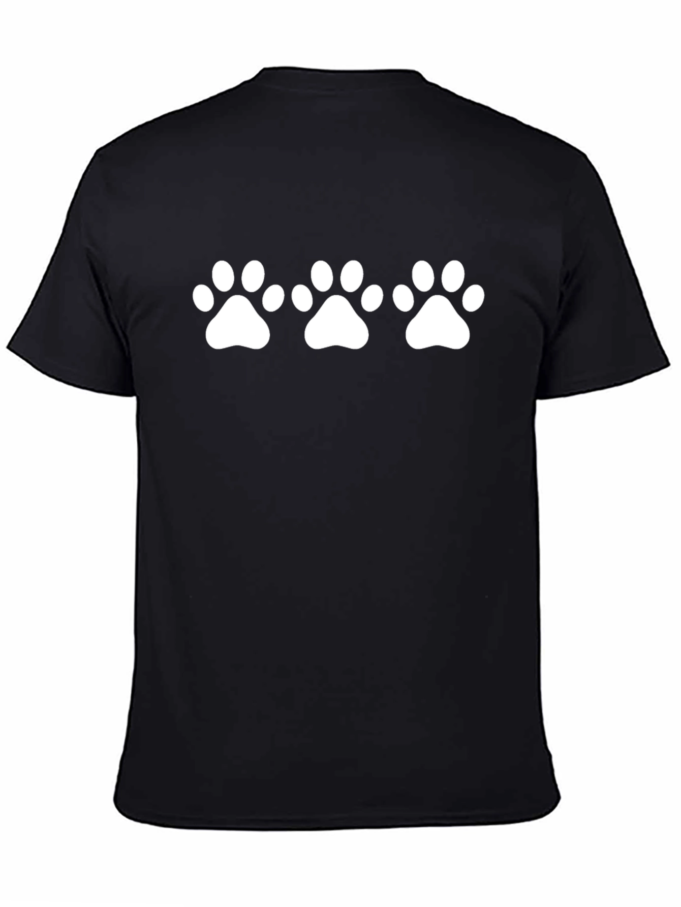 Black T-Shirt with White Paw Print Design