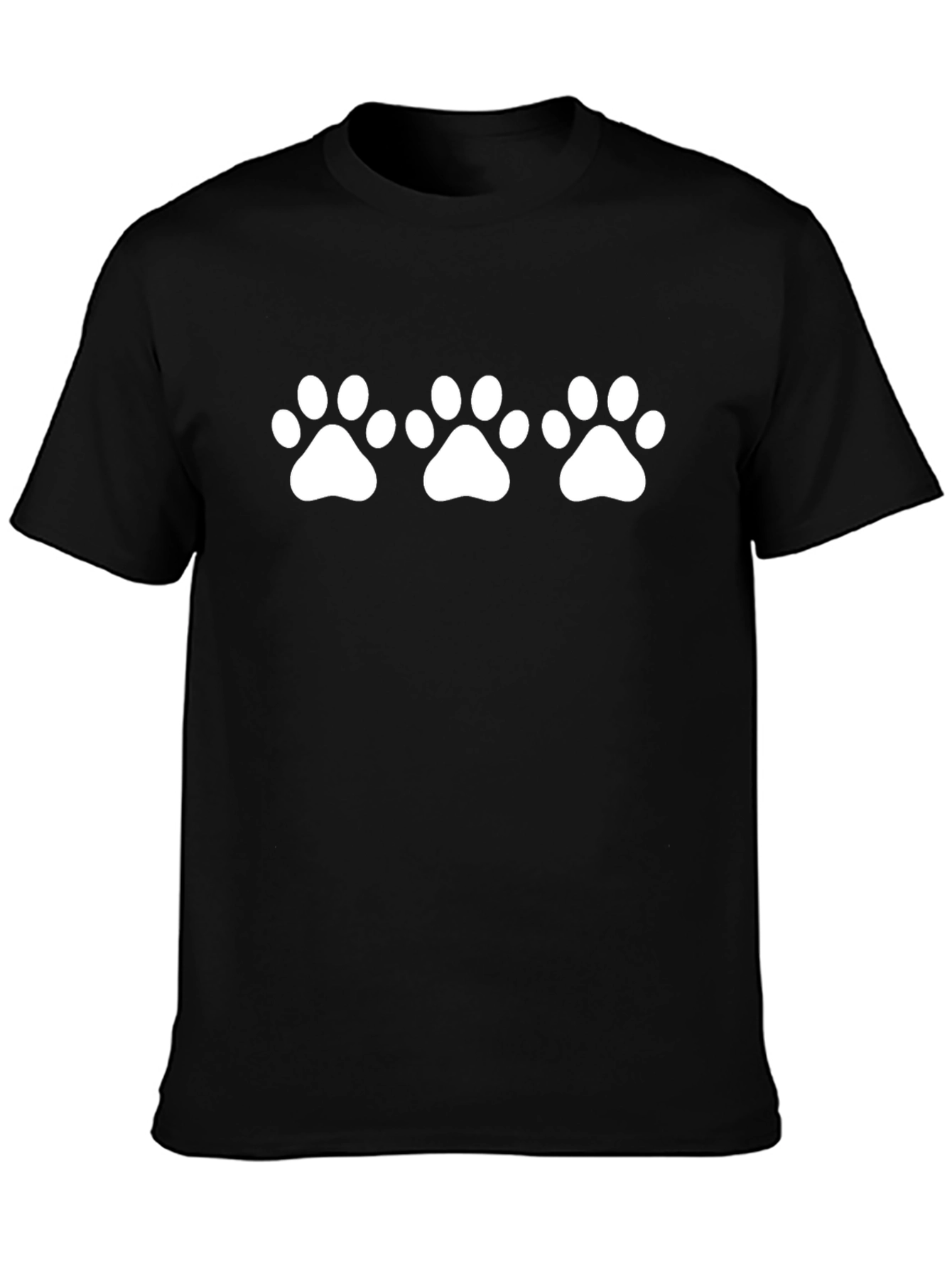 Black T-Shirt with White Paw Print Design