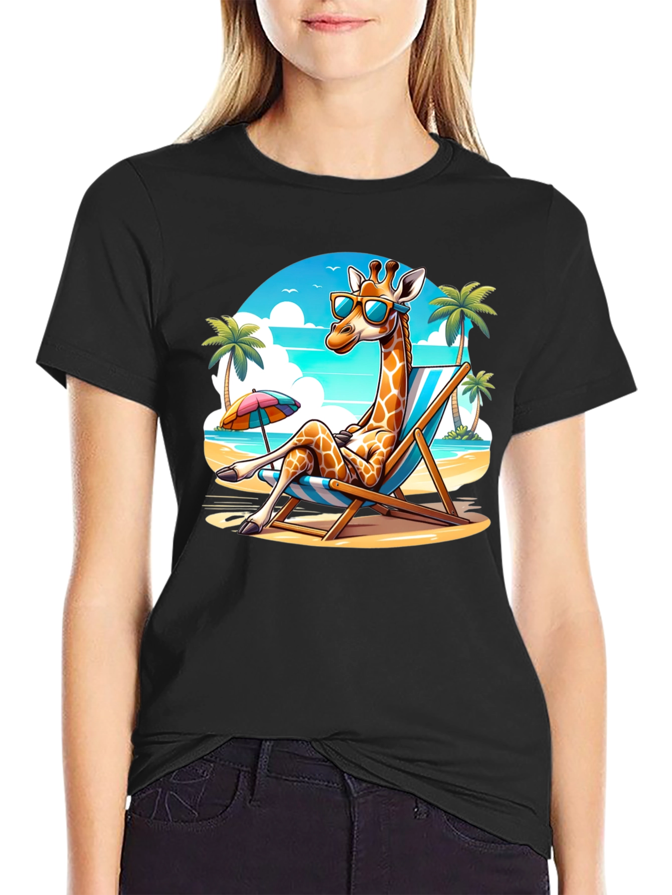 Giraffe Beach Vacation T-Shirt