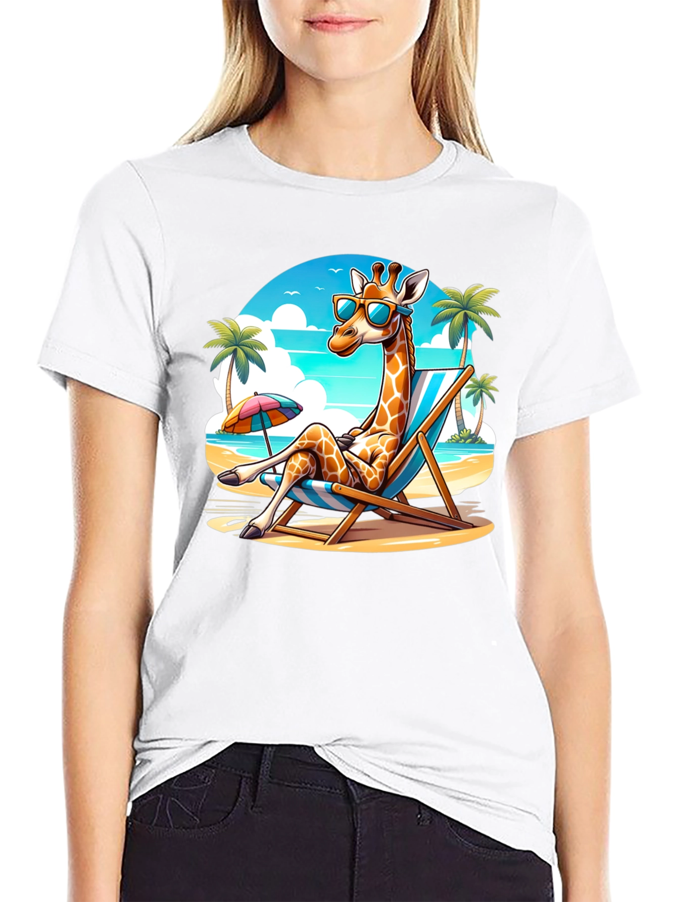 Giraffe Beach Vacation T-Shirt