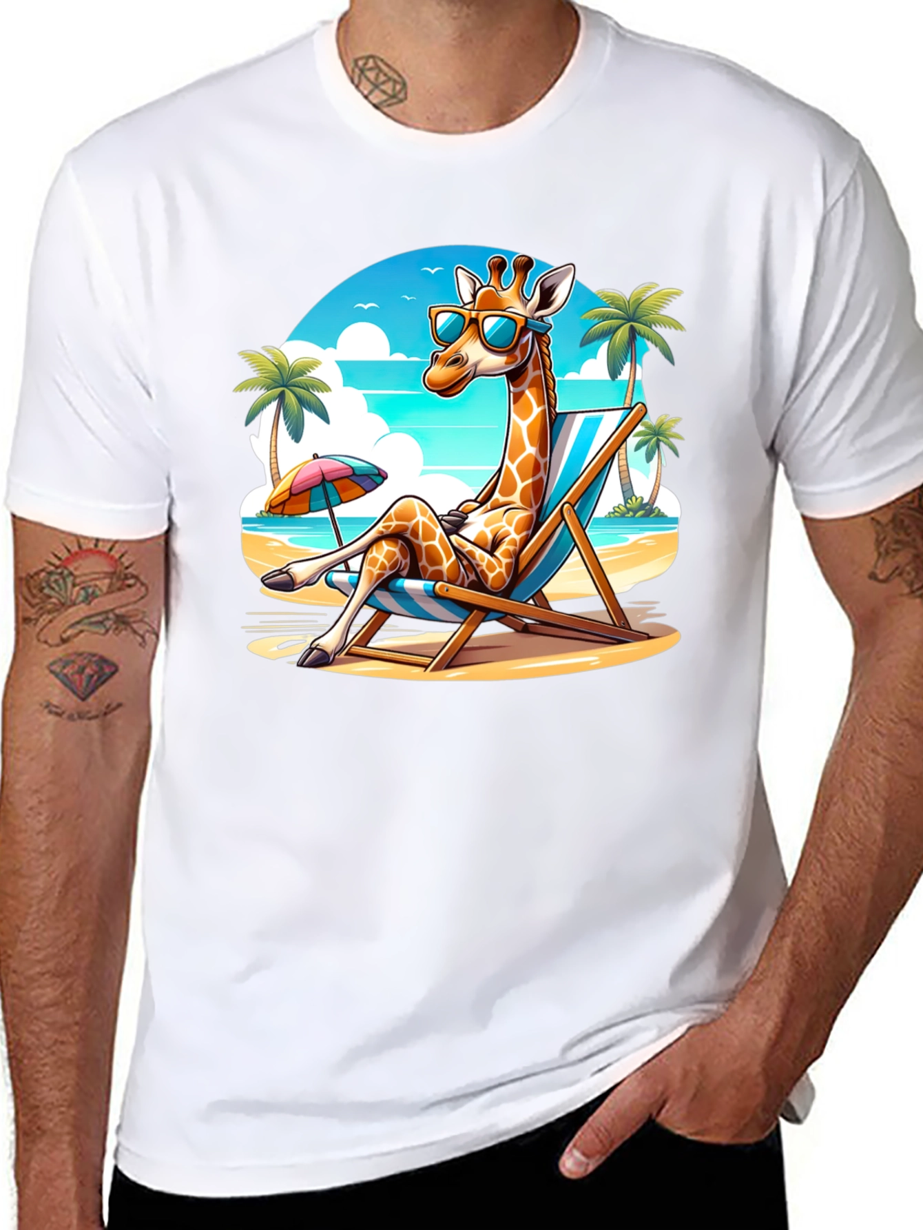 Giraffe Beach Vacation T-Shirt