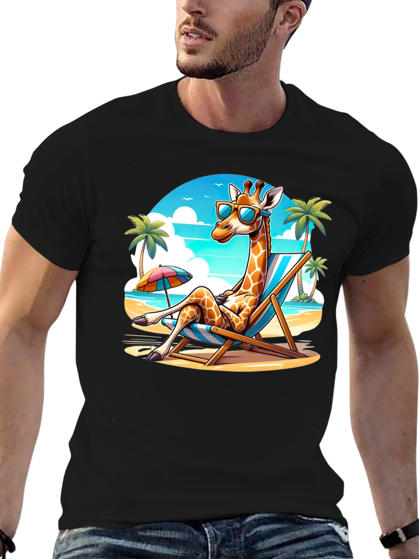 Giraffe Beach Vacation T-Shirt