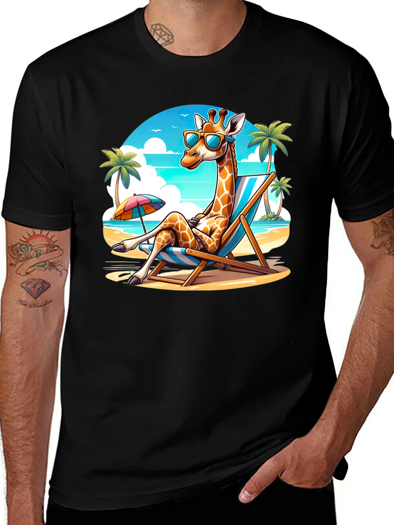 Giraffe Beach Vacation T-Shirt