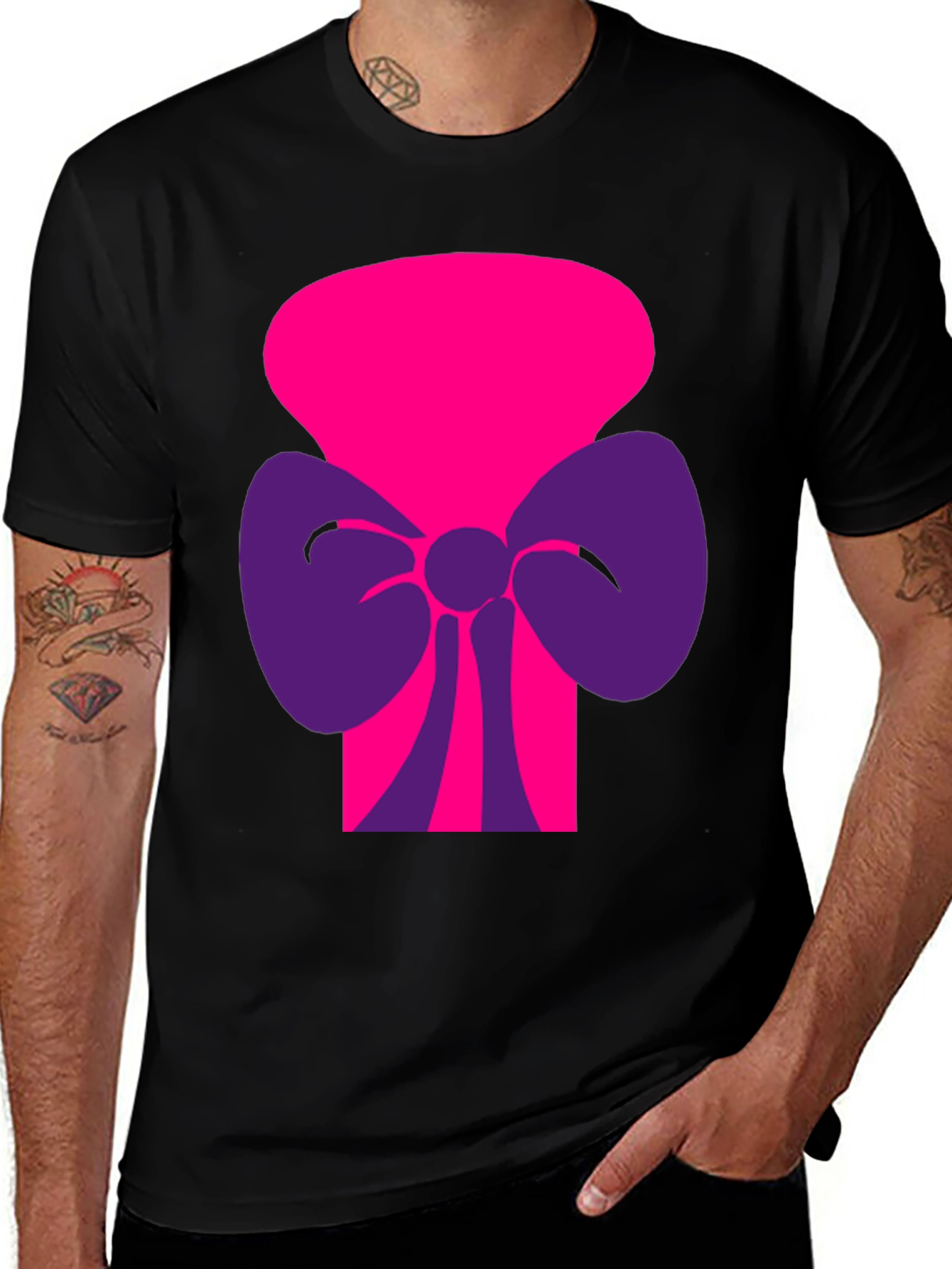 Funky Graphic Tee - Pink & Purple Bow