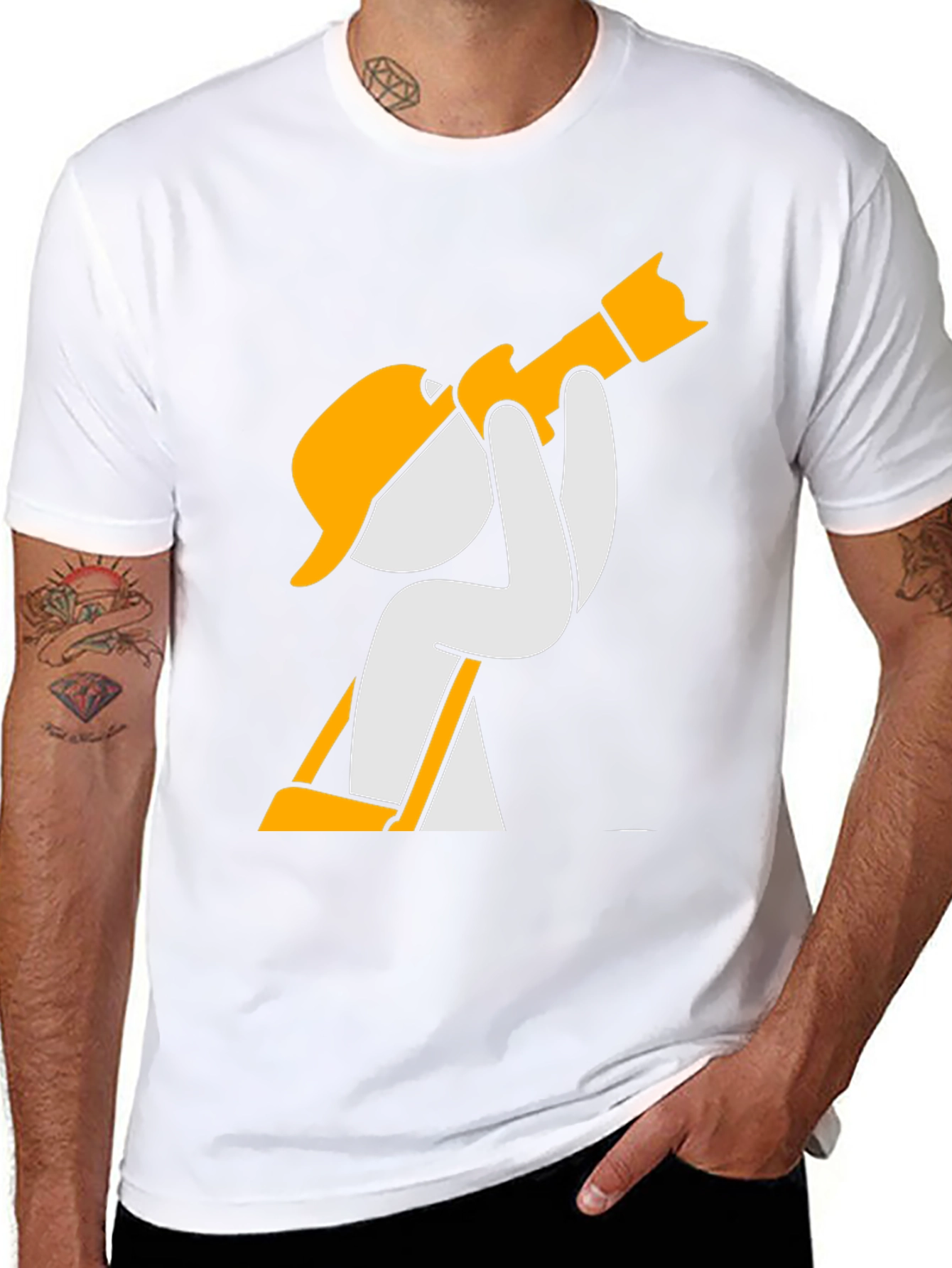 Construction Worker Cartoon Graphic T-Shirt