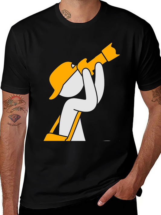 Construction Worker Cartoon Graphic T-Shirt