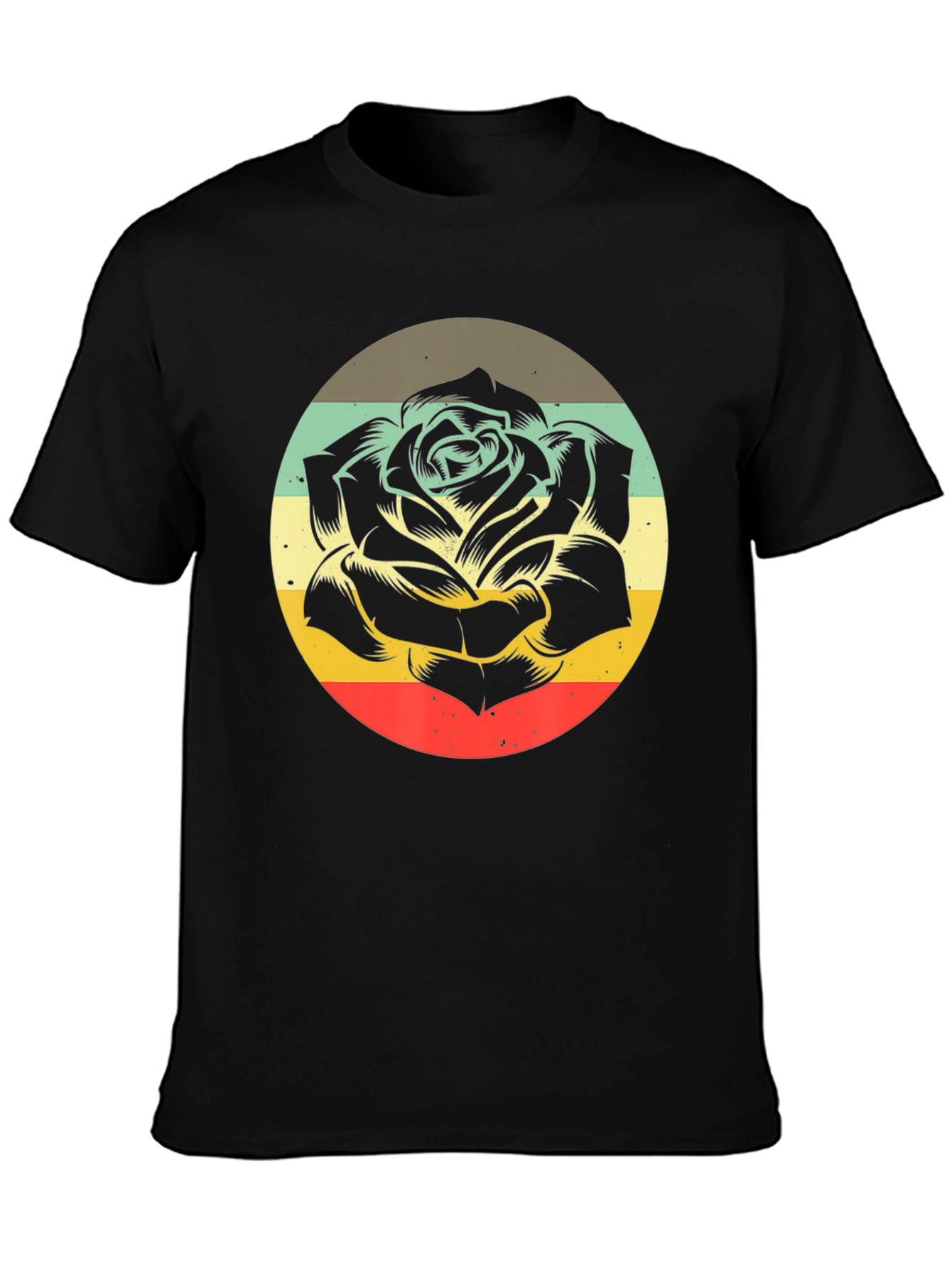 Retro Rose Graphic T-Shirt - Black