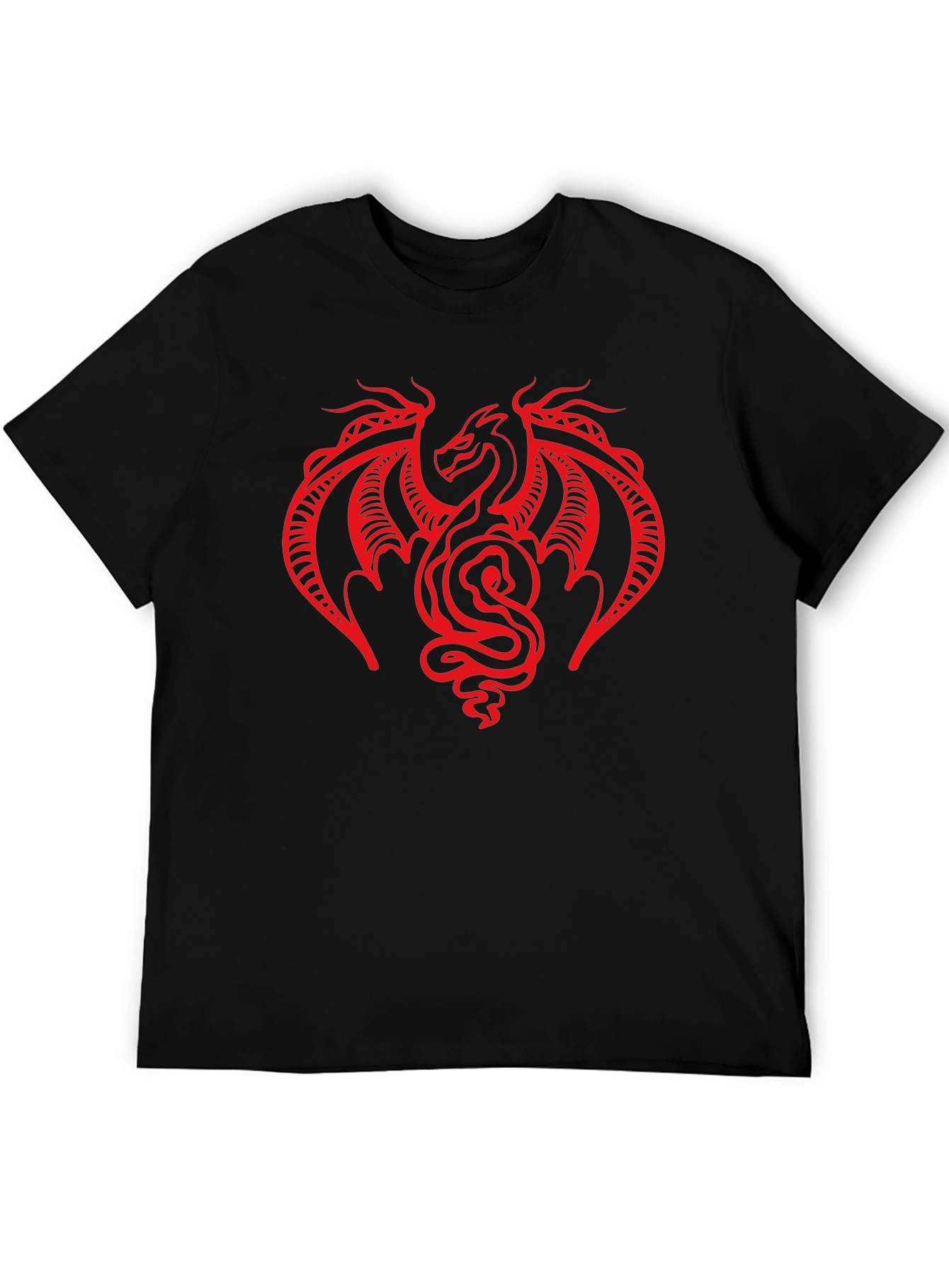 Black T-Shirt with Red Dragon Graphic