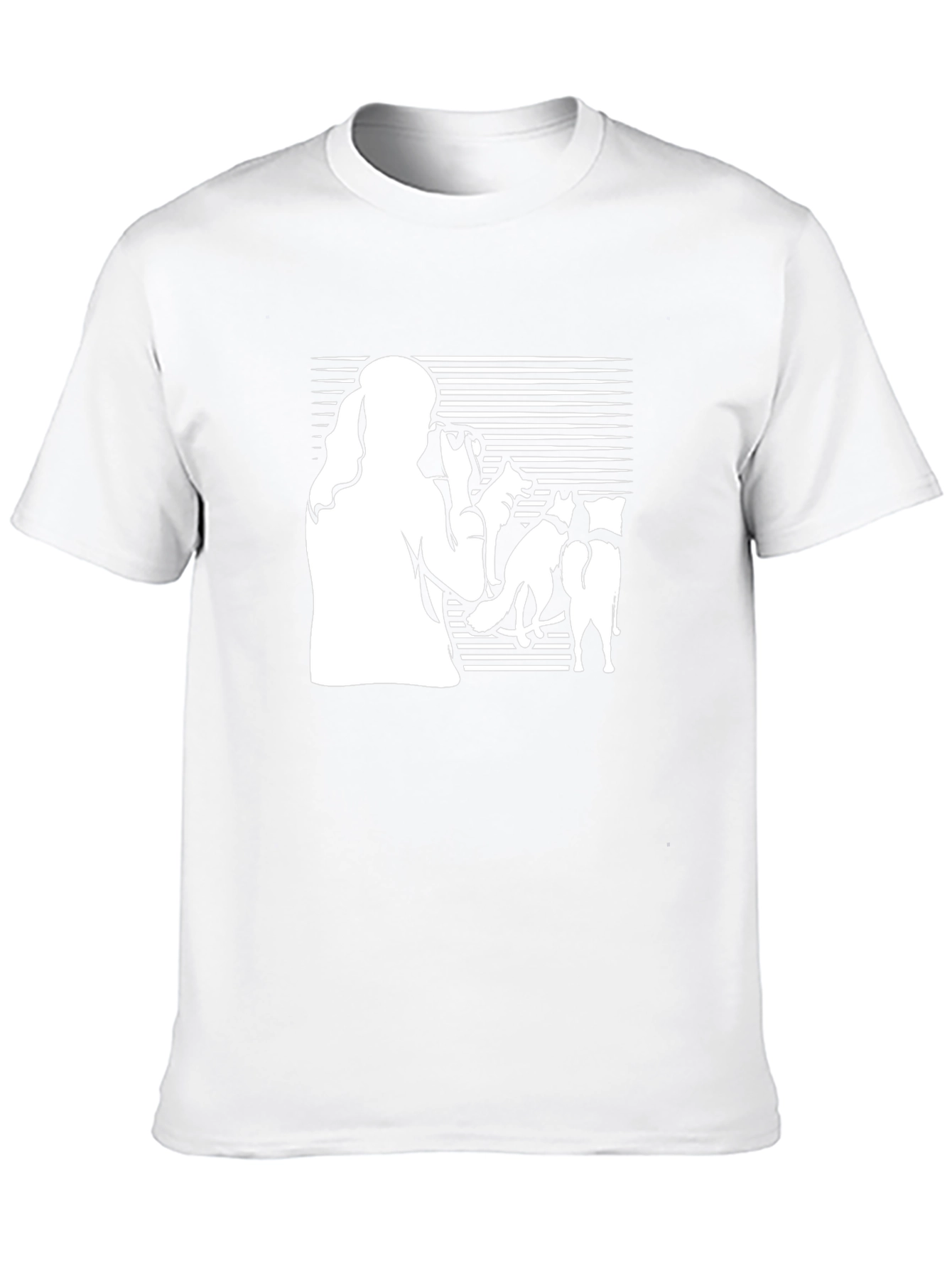 Silhouette Woman & Dogs Black T-Shirt