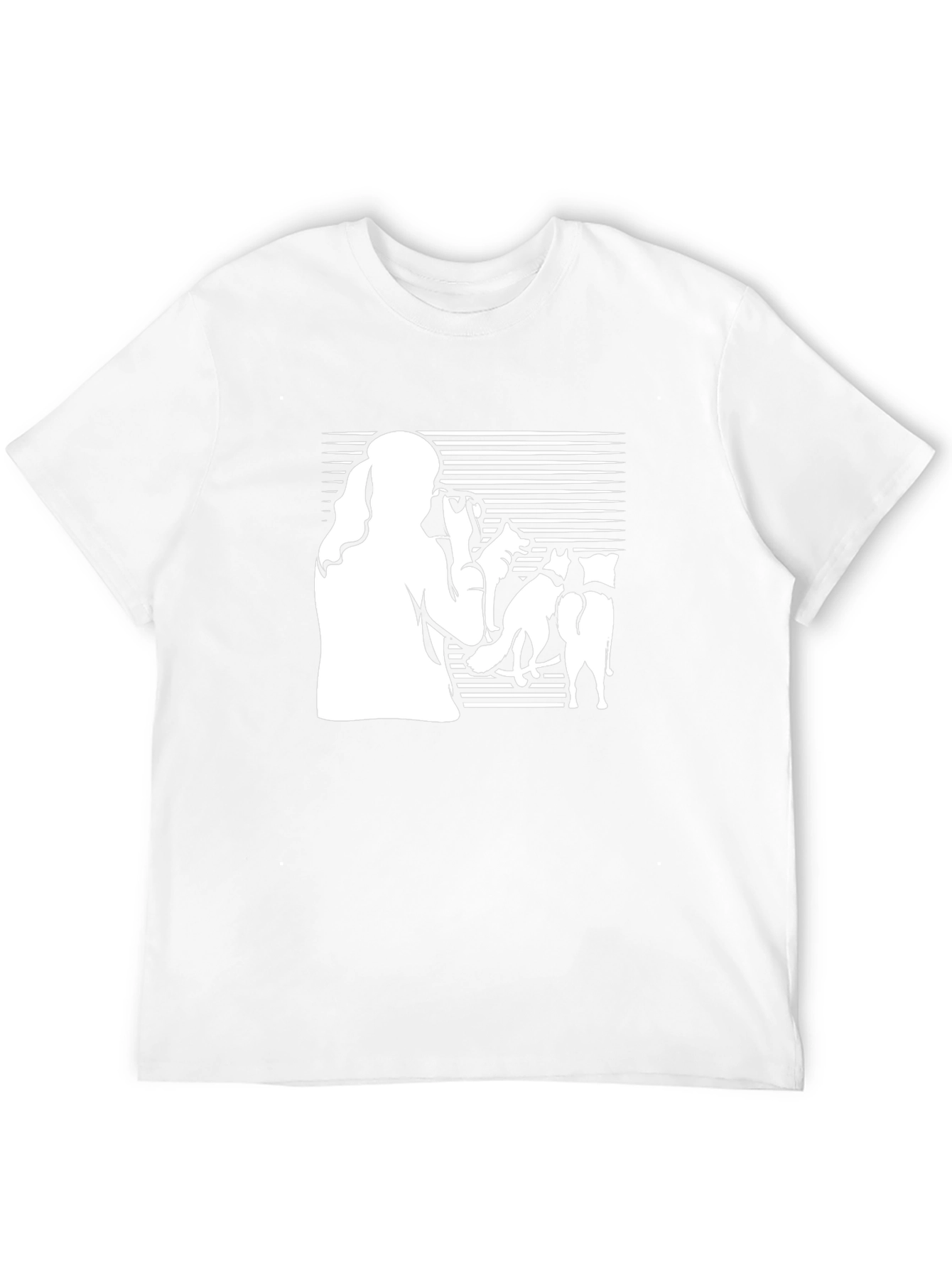 Silhouette Woman & Dogs Black T-Shirt