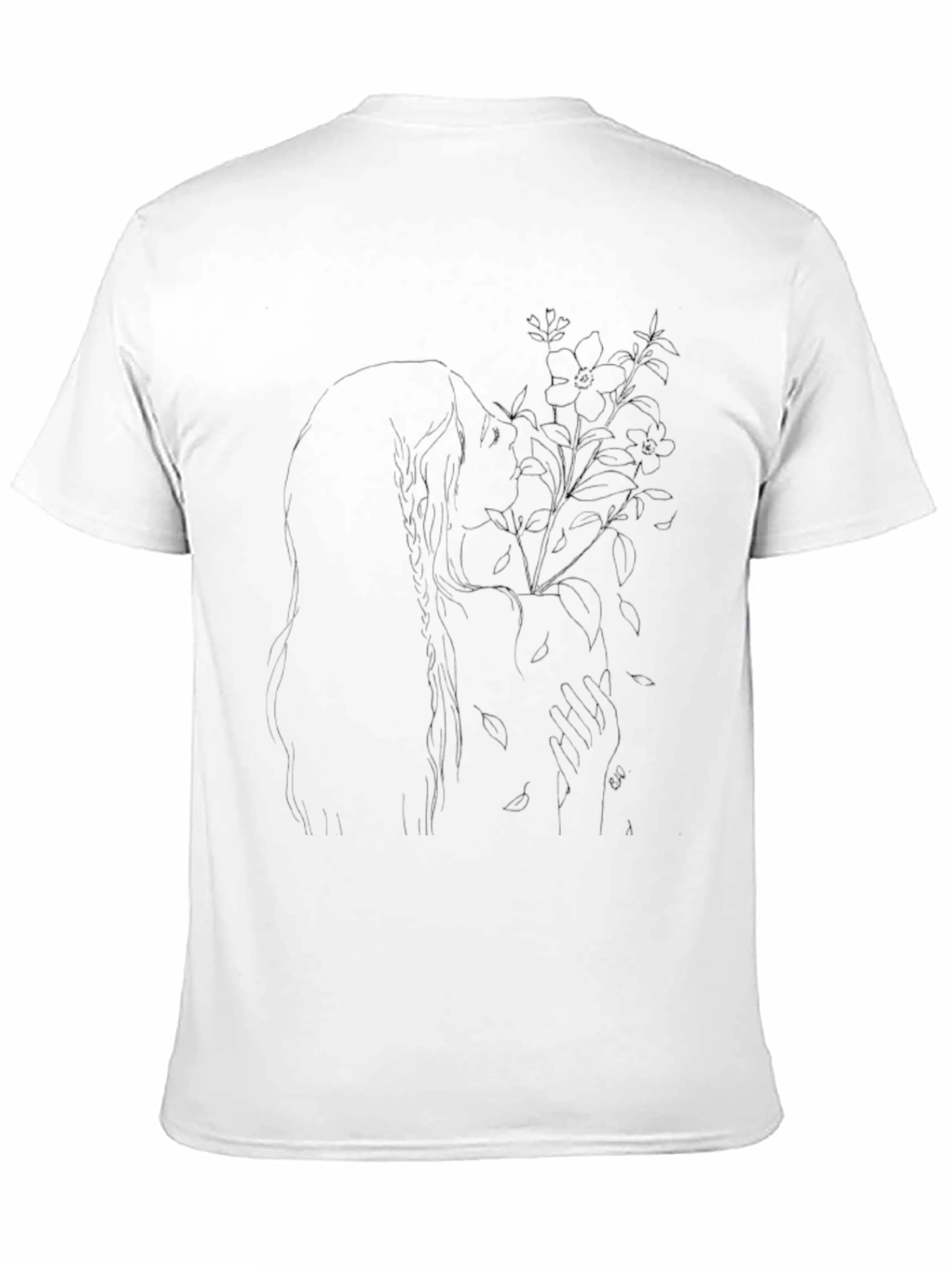 Artistic Floral Silhouette Black T-Shirt