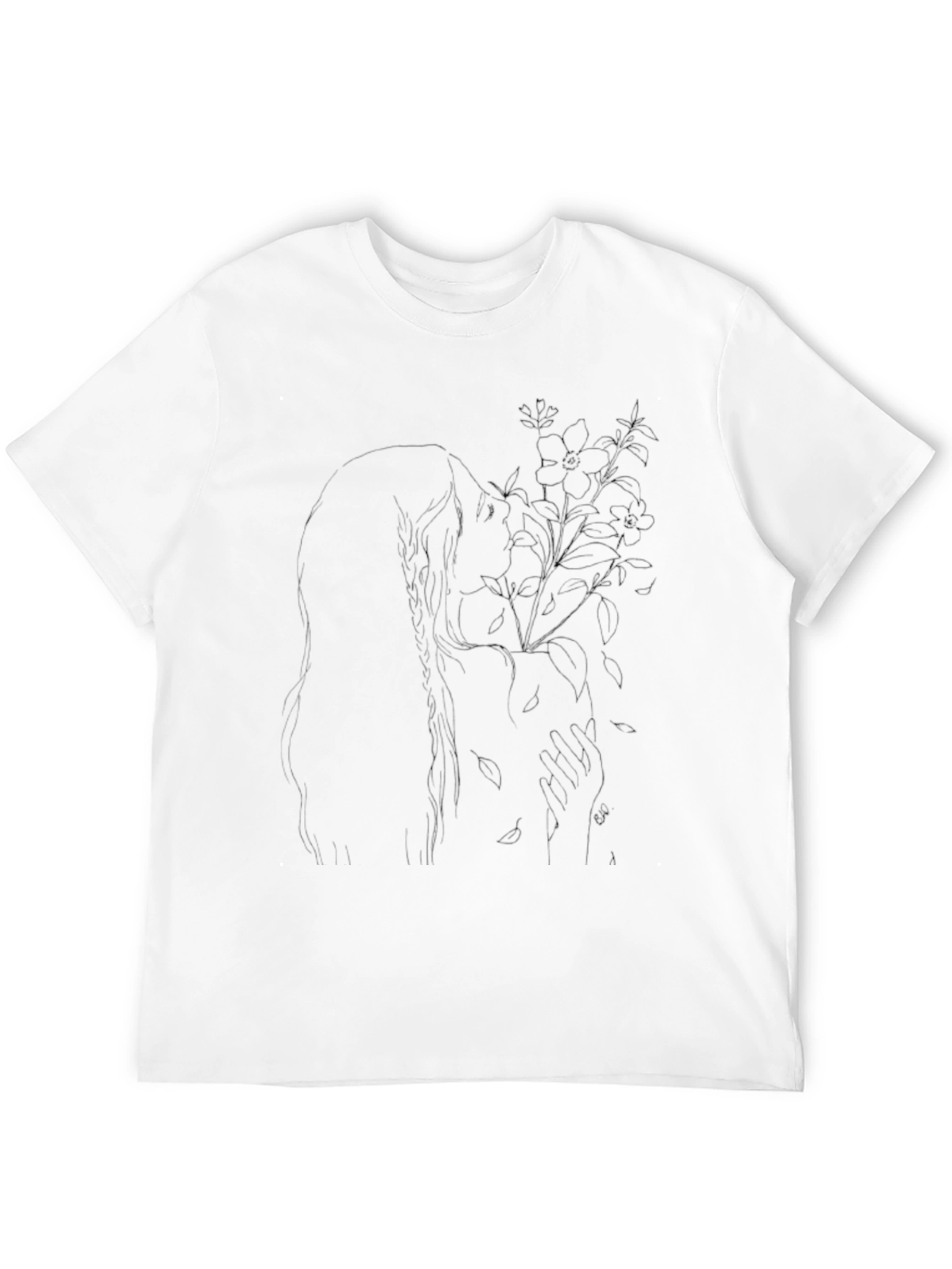 Artistic Floral Silhouette Black T-Shirt
